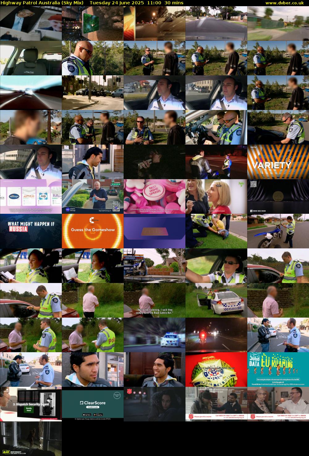 Highway Patrol Australia (Sky Mix) Tuesday 24 June 2025 11:00 - 11:30