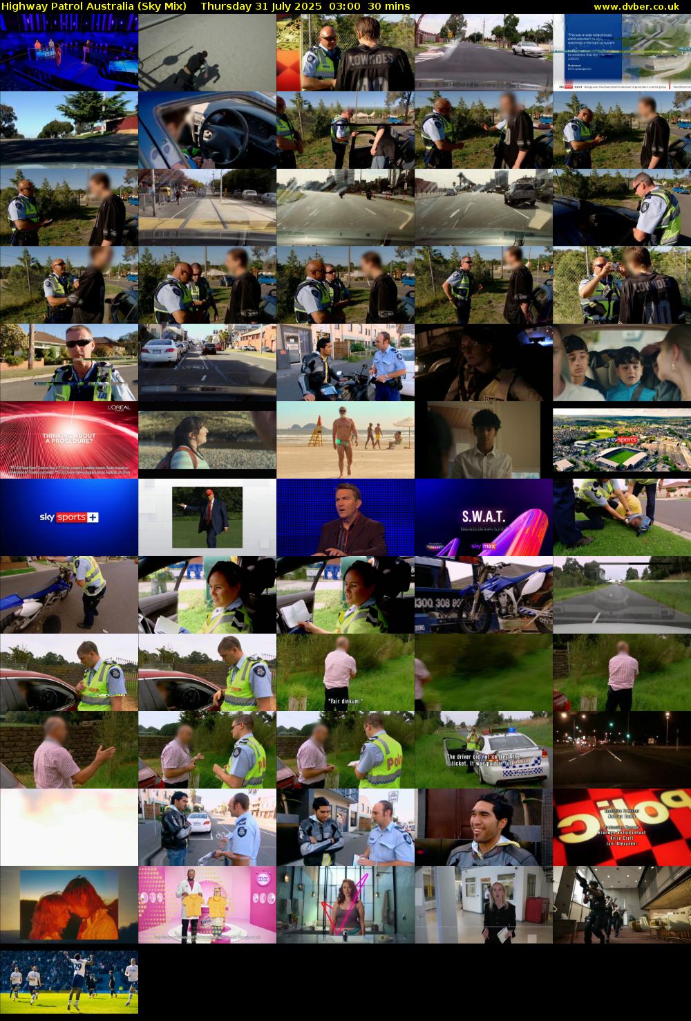 Highway Patrol Australia (Sky Mix) Thursday 31 July 2025 03:00 - 03:30