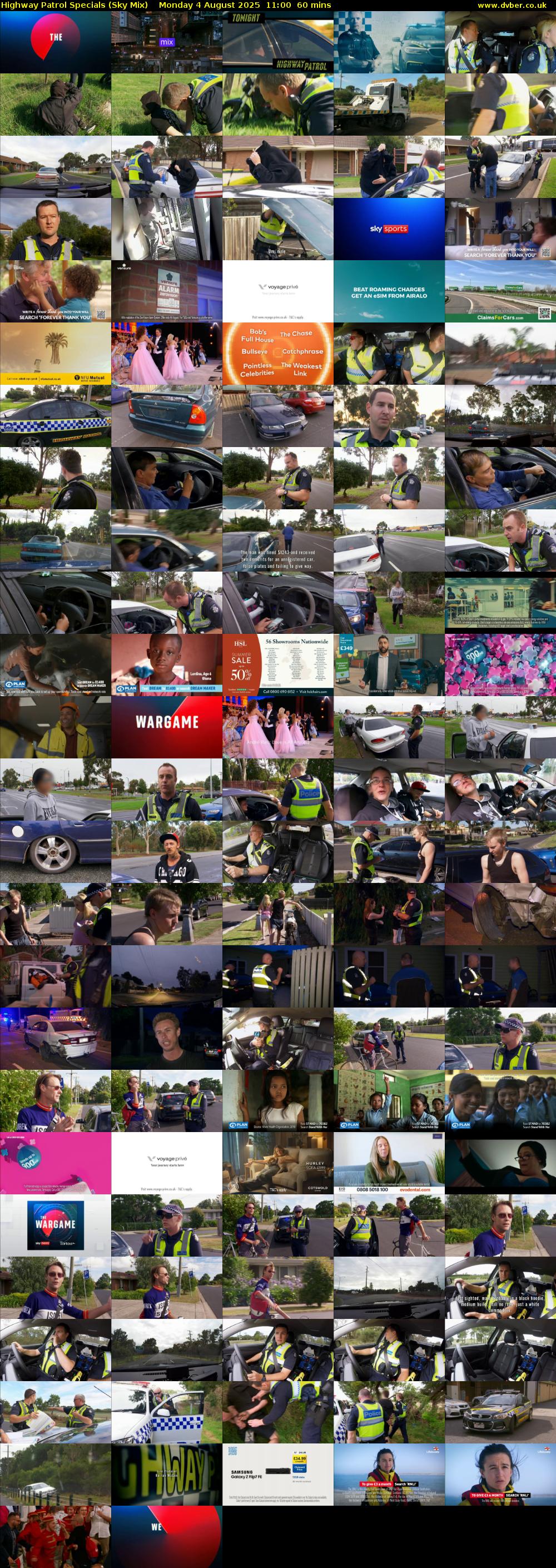 Highway Patrol Specials (Sky Mix) Monday 4 August 2025 11:00 - 12:00