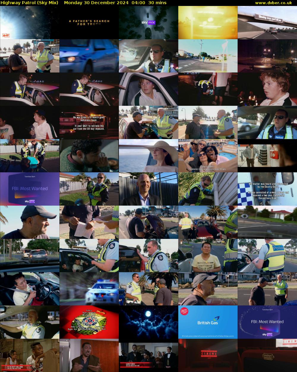 Highway Patrol (Sky Mix) Monday 30 December 2024 04:00 - 04:30