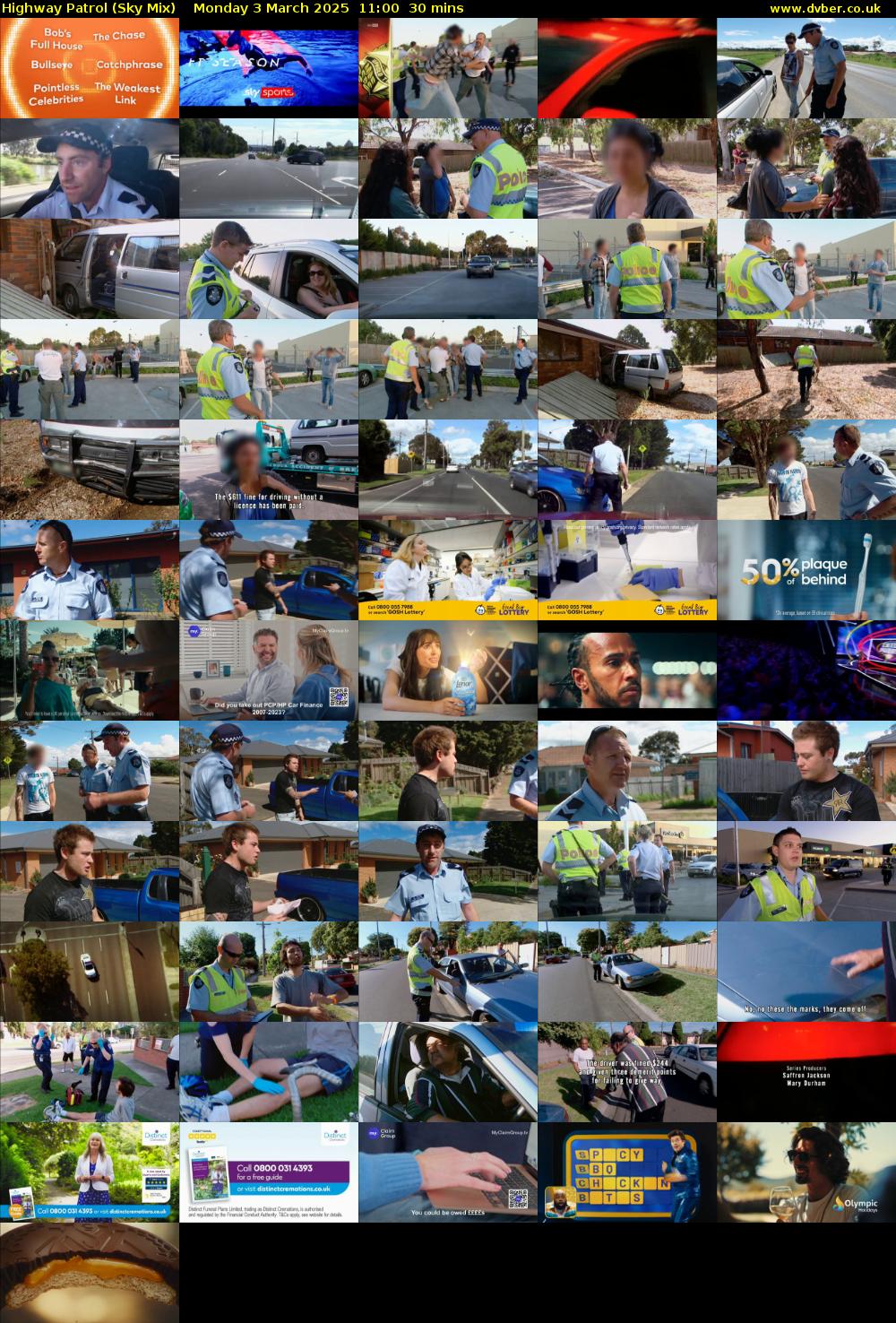 Highway Patrol (Sky Mix) Monday 3 March 2025 11:00 - 11:30