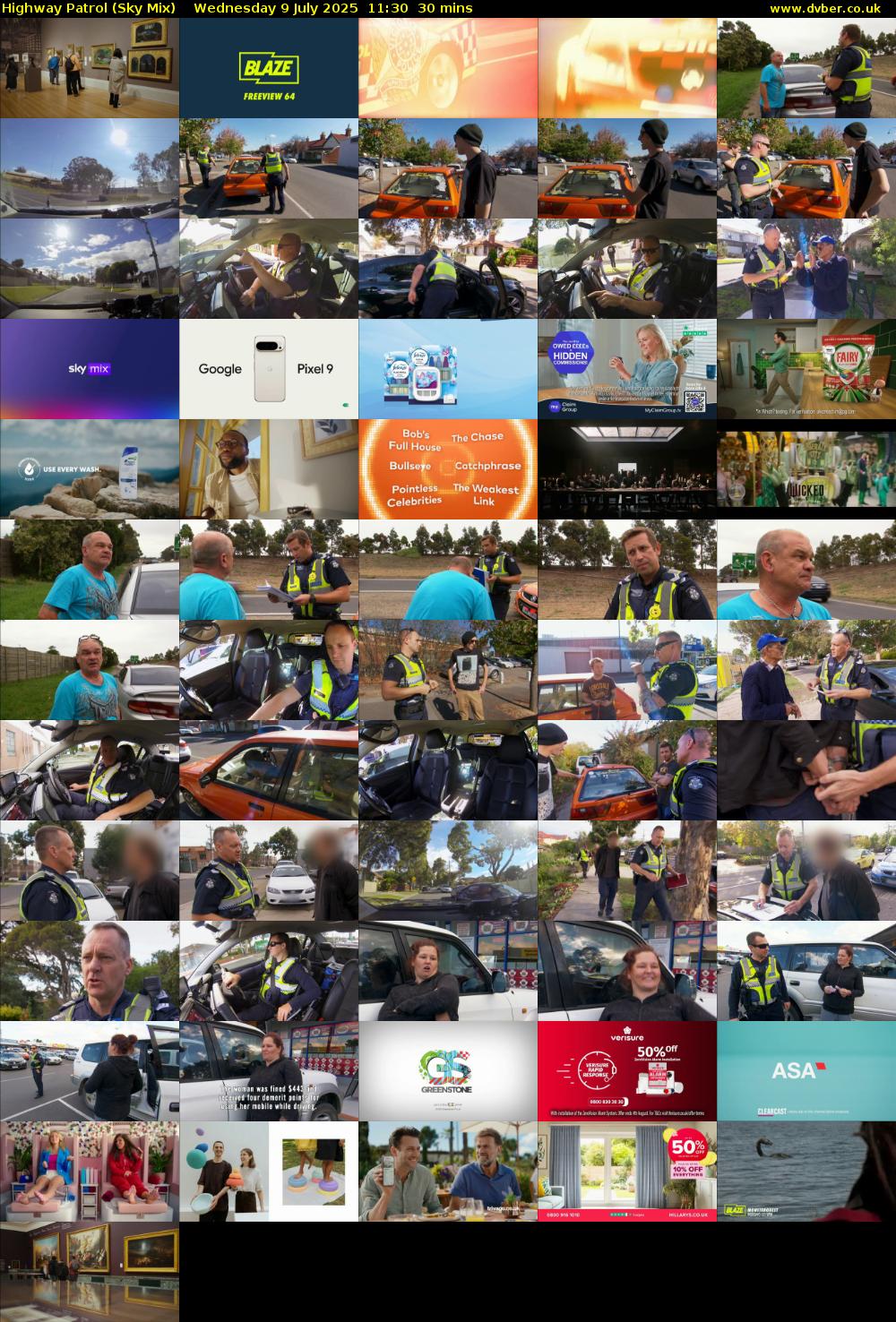 Highway Patrol (Sky Mix) Wednesday 9 July 2025 11:30 - 12:00