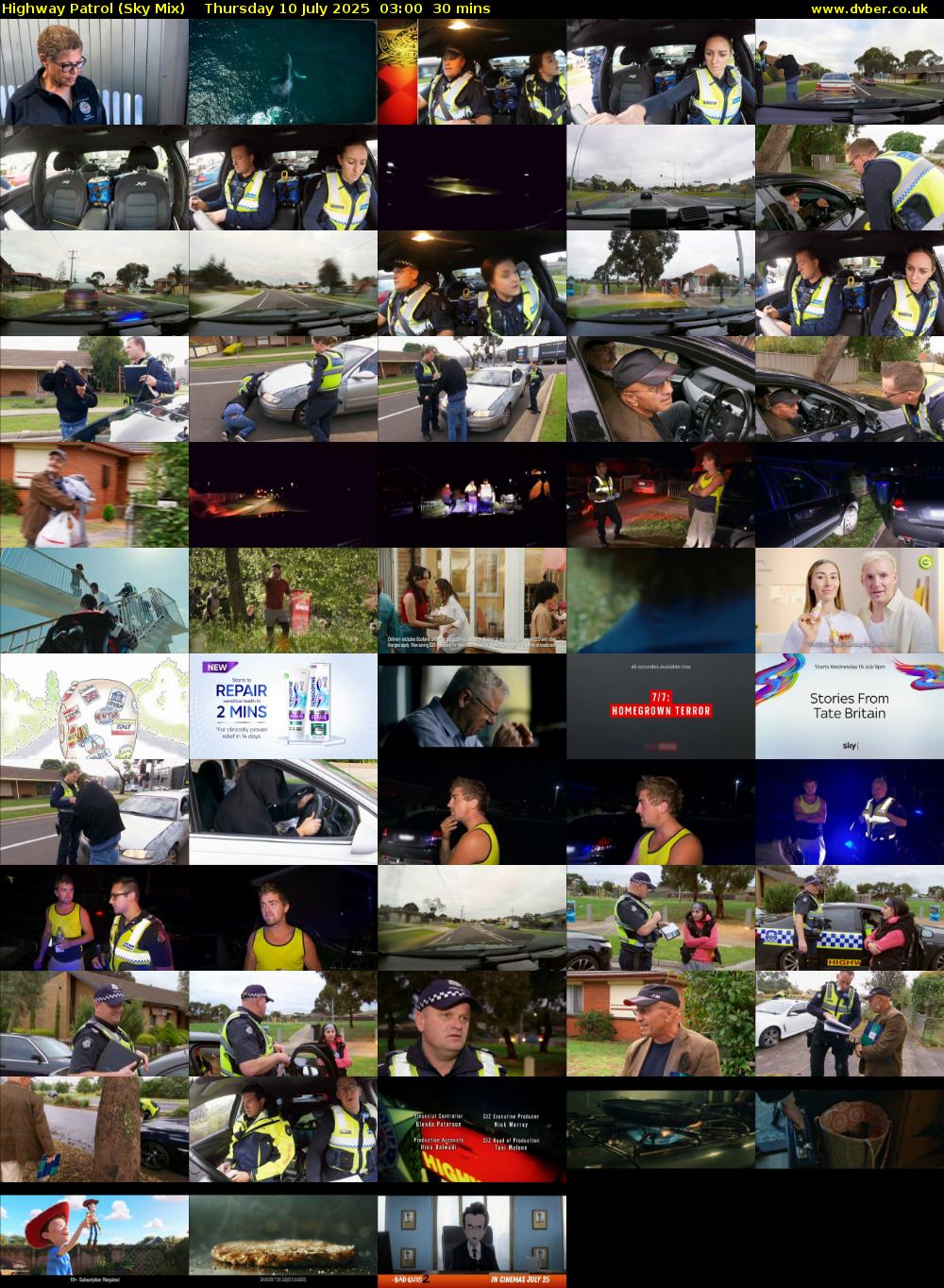 Highway Patrol (Sky Mix) Thursday 10 July 2025 03:00 - 03:30