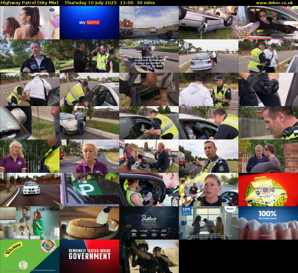 Highway Patrol (Sky Mix) Thursday 10 July 2025 11:00 - 11:30