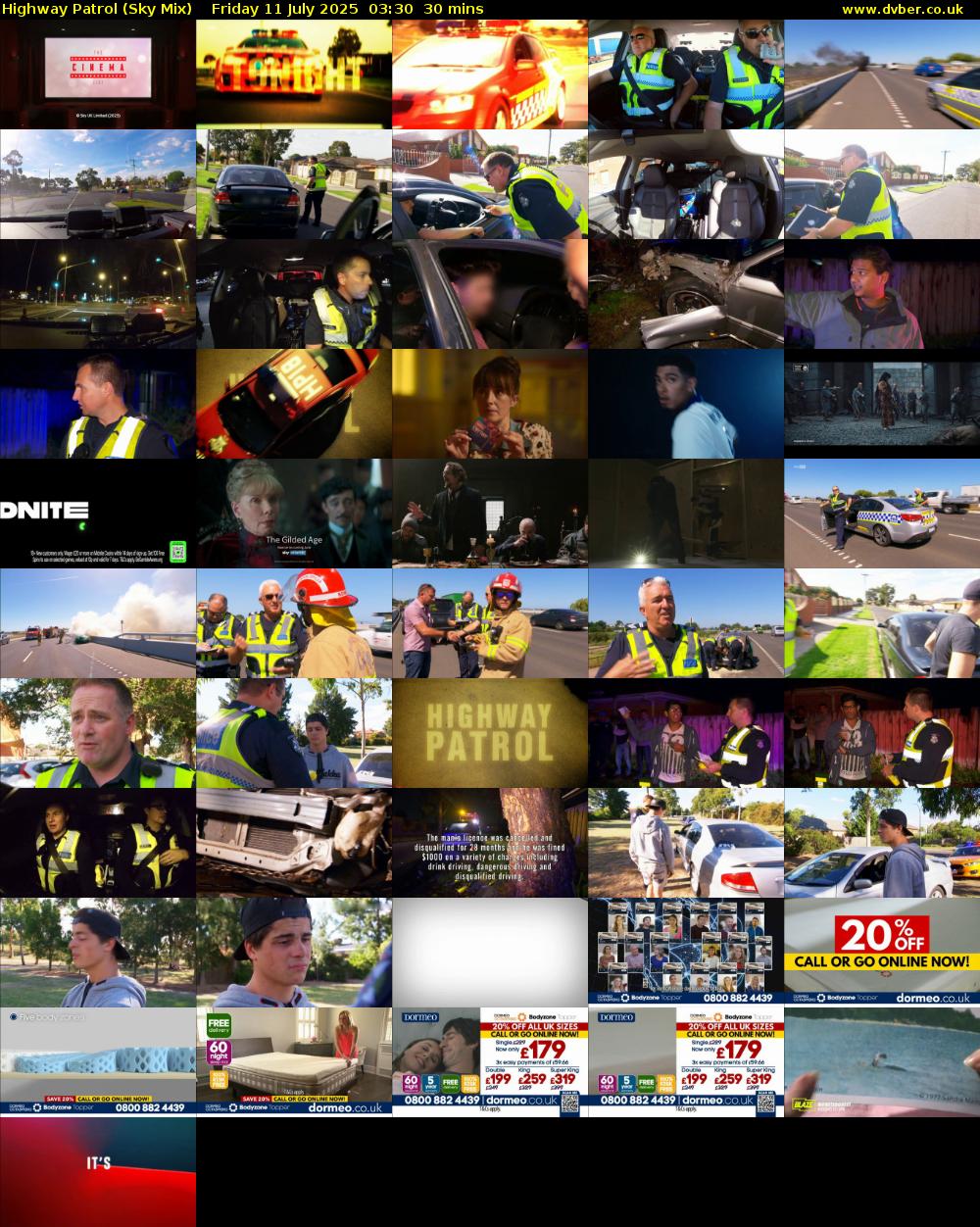 Highway Patrol (Sky Mix) Friday 11 July 2025 03:30 - 04:00