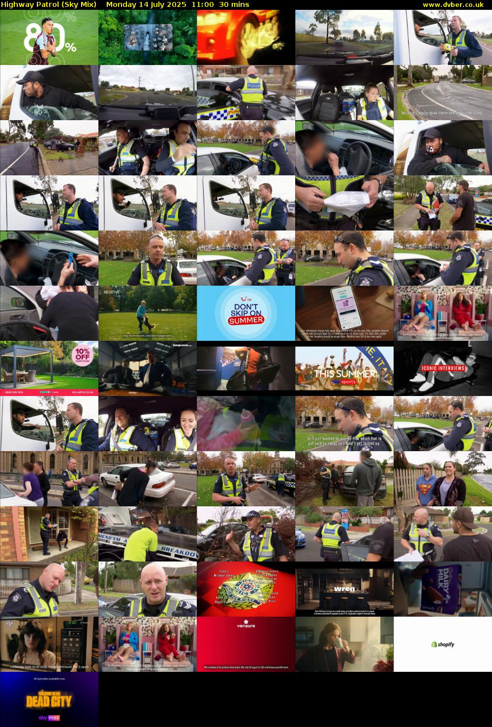 Highway Patrol (Sky Mix) Monday 14 July 2025 11:00 - 11:30