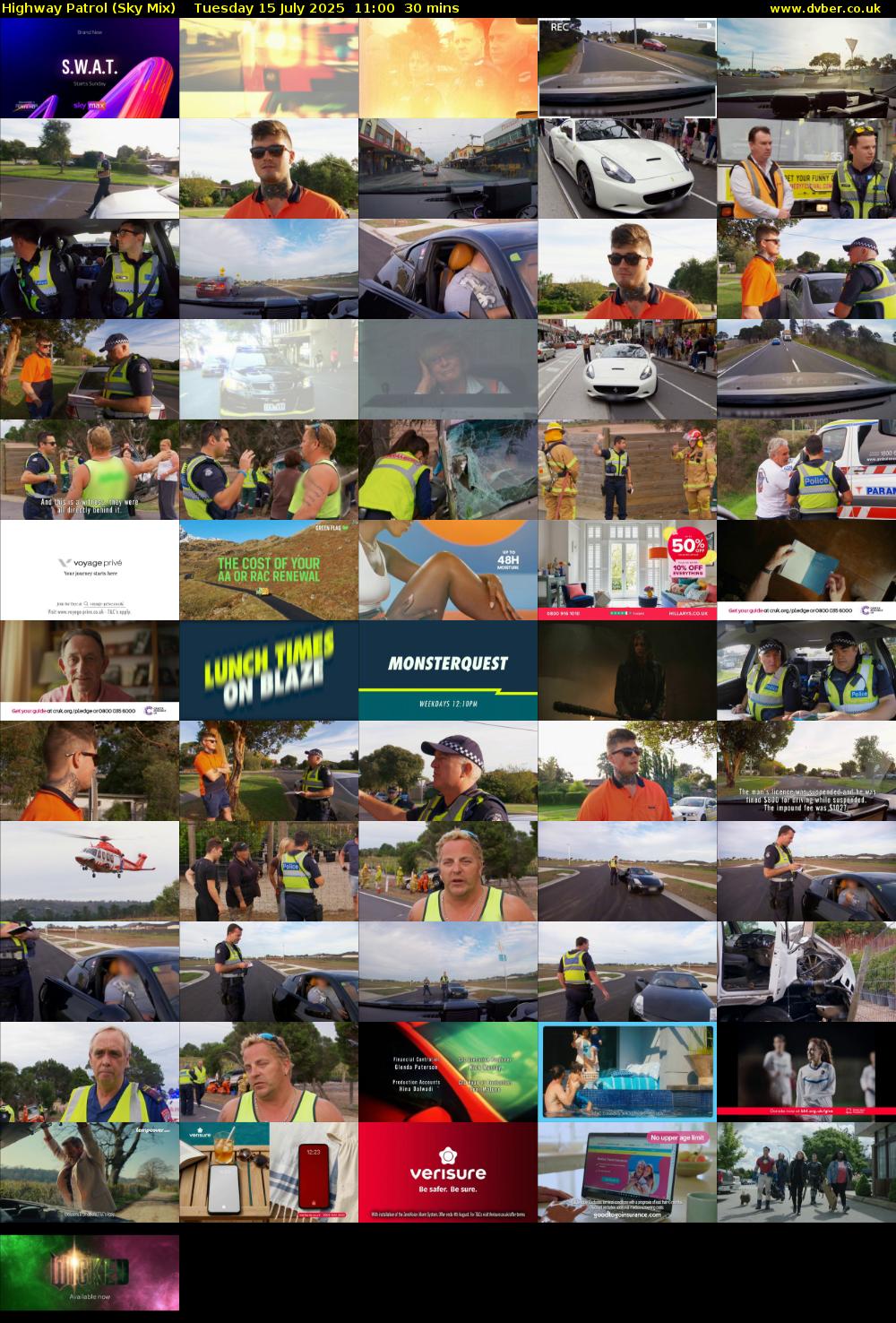 Highway Patrol (Sky Mix) Tuesday 15 July 2025 11:00 - 11:30