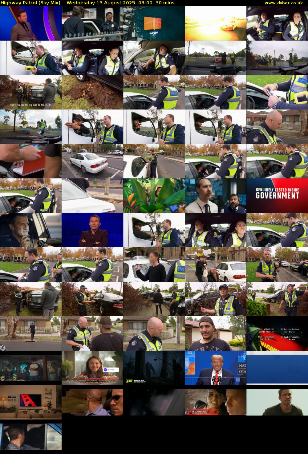 Highway Patrol (Sky Mix) Wednesday 13 August 2025 03:00 - 03:30