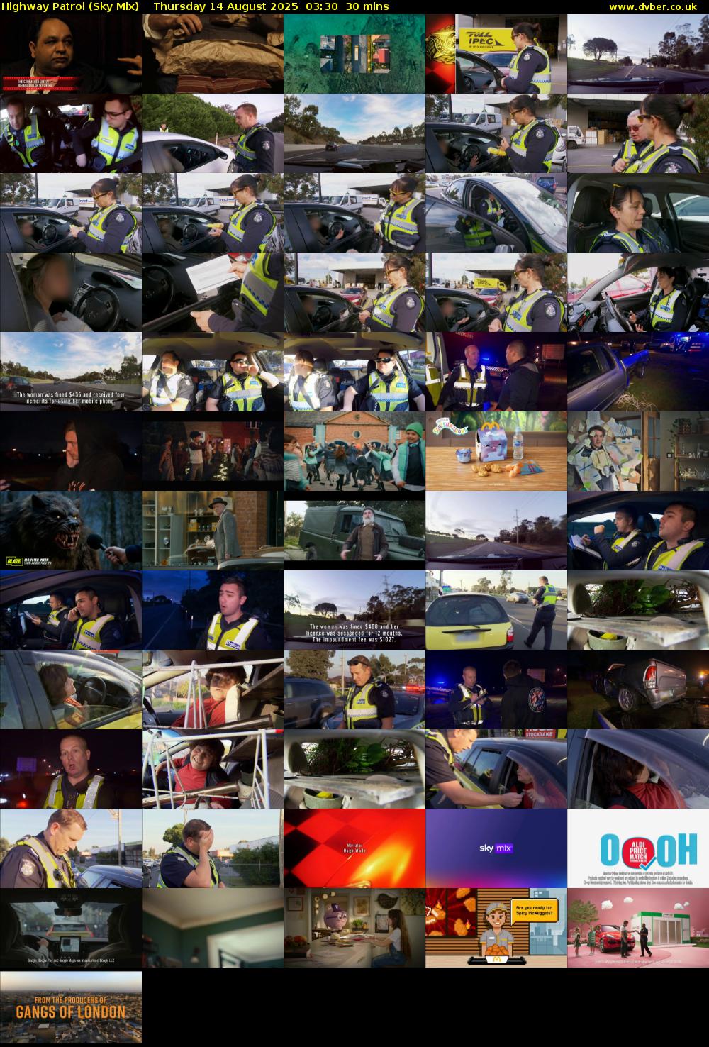 Highway Patrol (Sky Mix) Thursday 14 August 2025 03:30 - 04:00