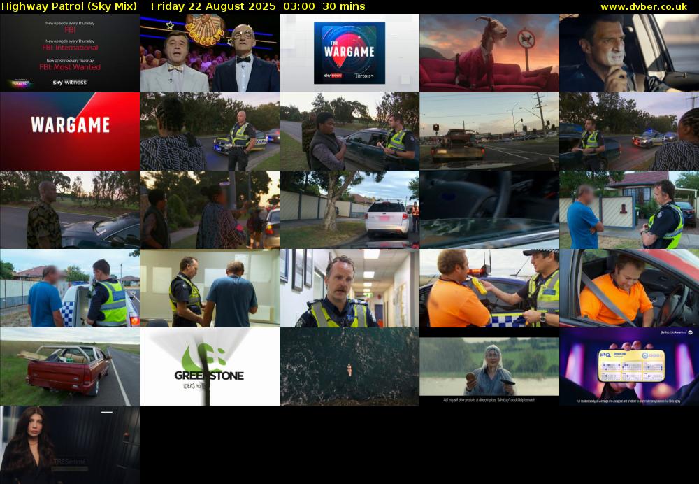 Highway Patrol (Sky Mix) Friday 22 August 2025 03:00 - 03:30