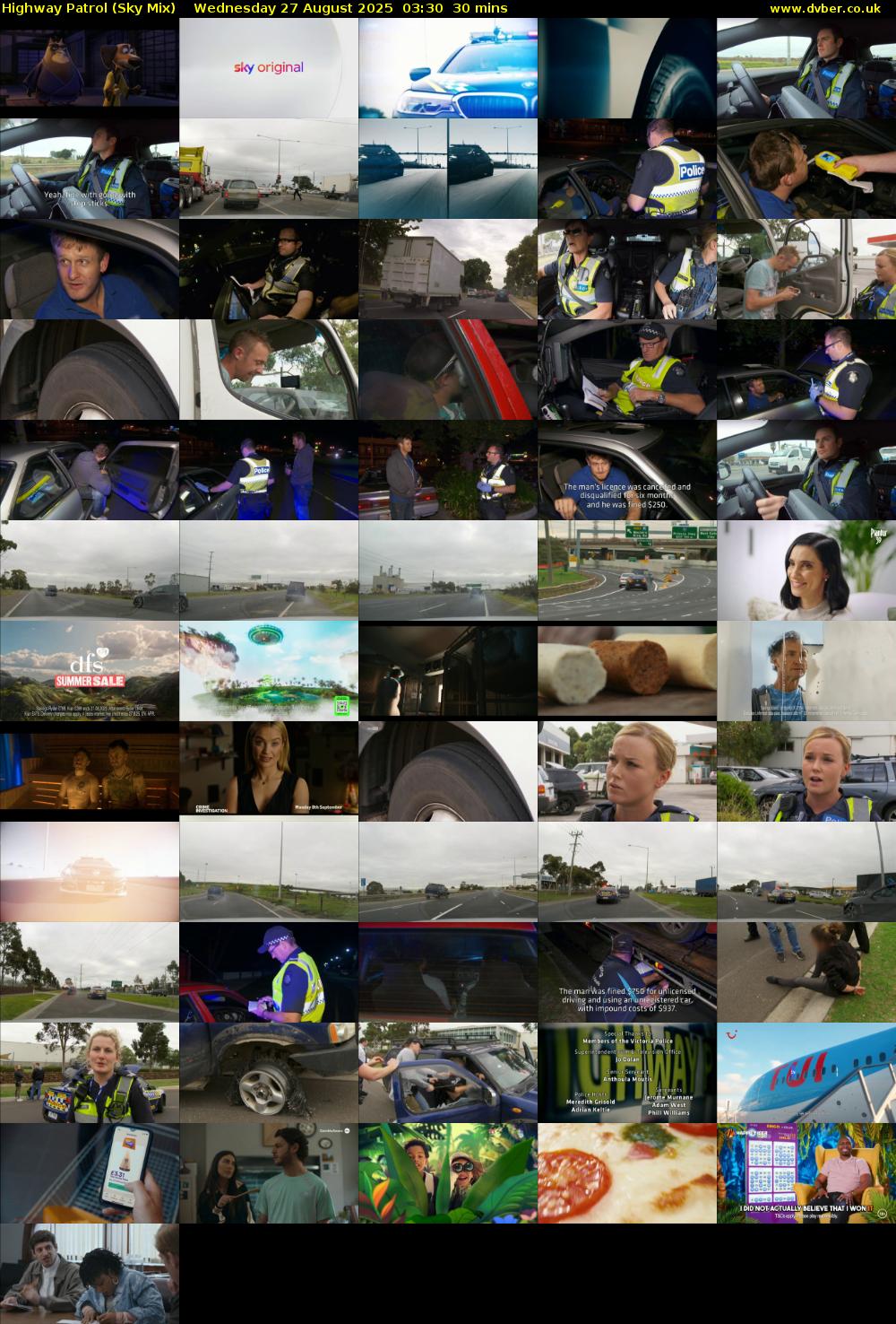 Highway Patrol (Sky Mix) Wednesday 27 August 2025 03:30 - 04:00