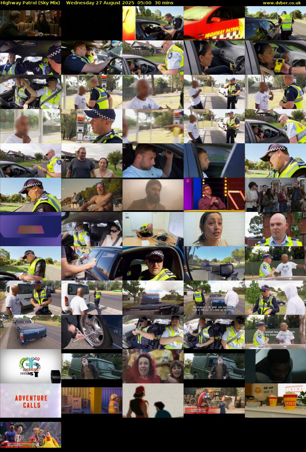 Highway Patrol (Sky Mix) Wednesday 27 August 2025 05:00 - 05:30