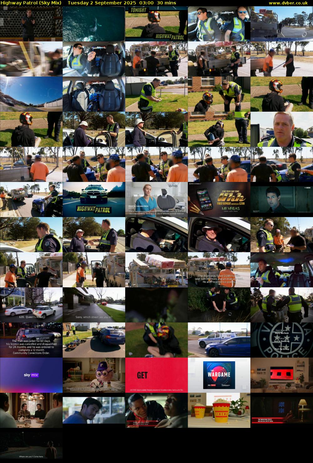 Highway Patrol (Sky Mix) Tuesday 2 September 2025 03:00 - 03:30