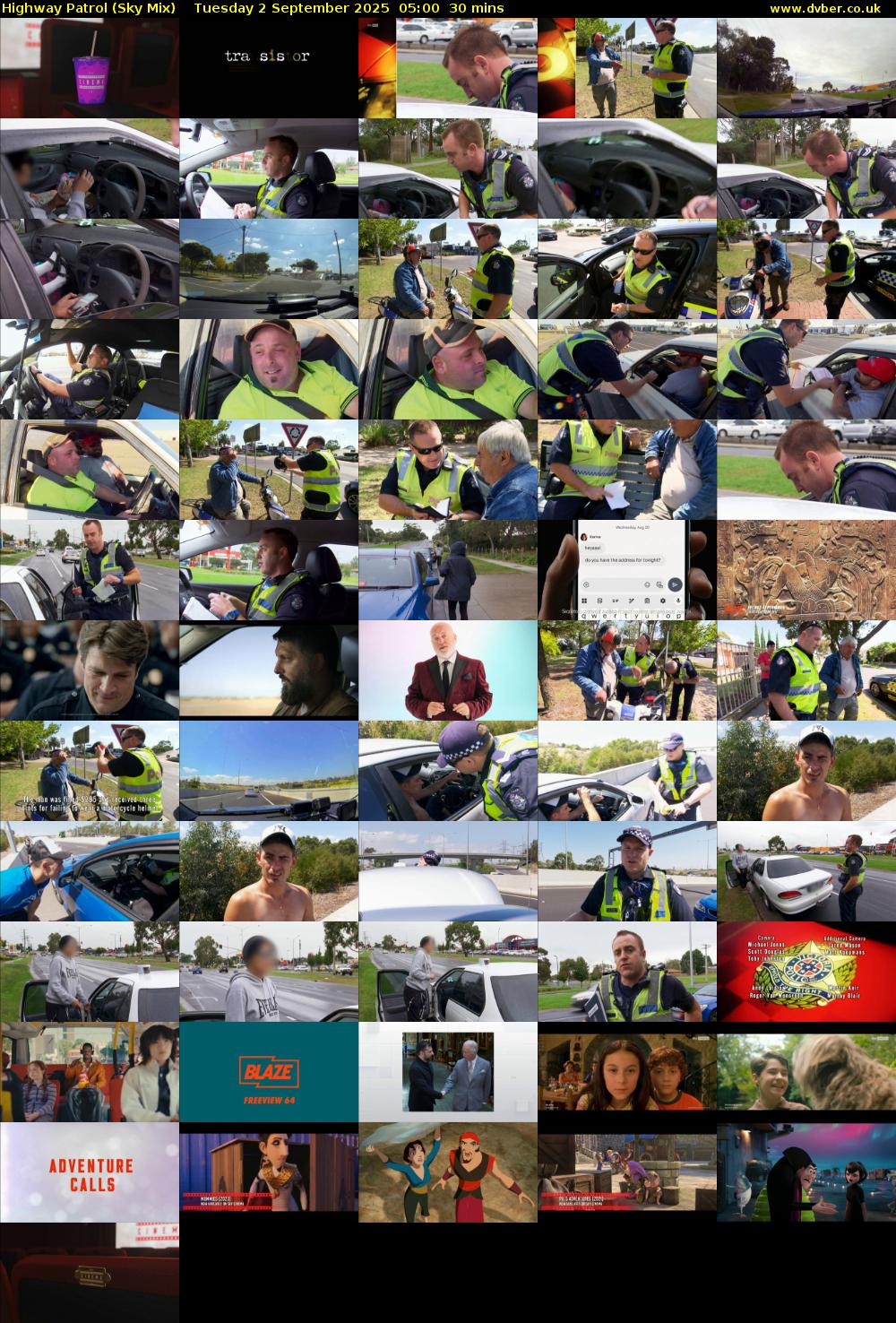 Highway Patrol (Sky Mix) Tuesday 2 September 2025 05:00 - 05:30