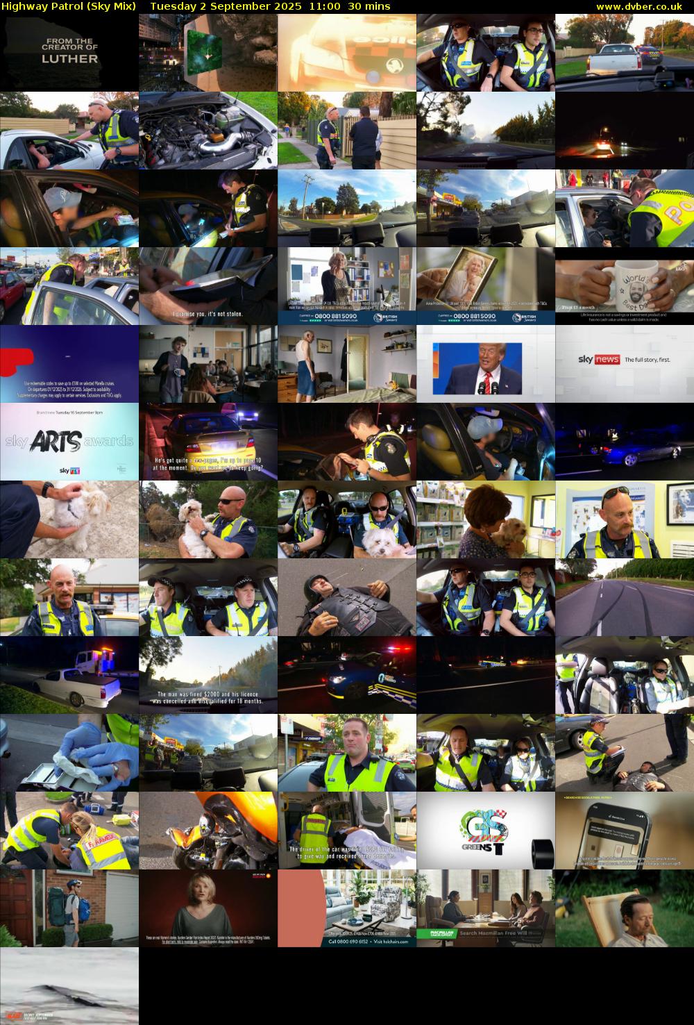 Highway Patrol (Sky Mix) Tuesday 2 September 2025 11:00 - 11:30