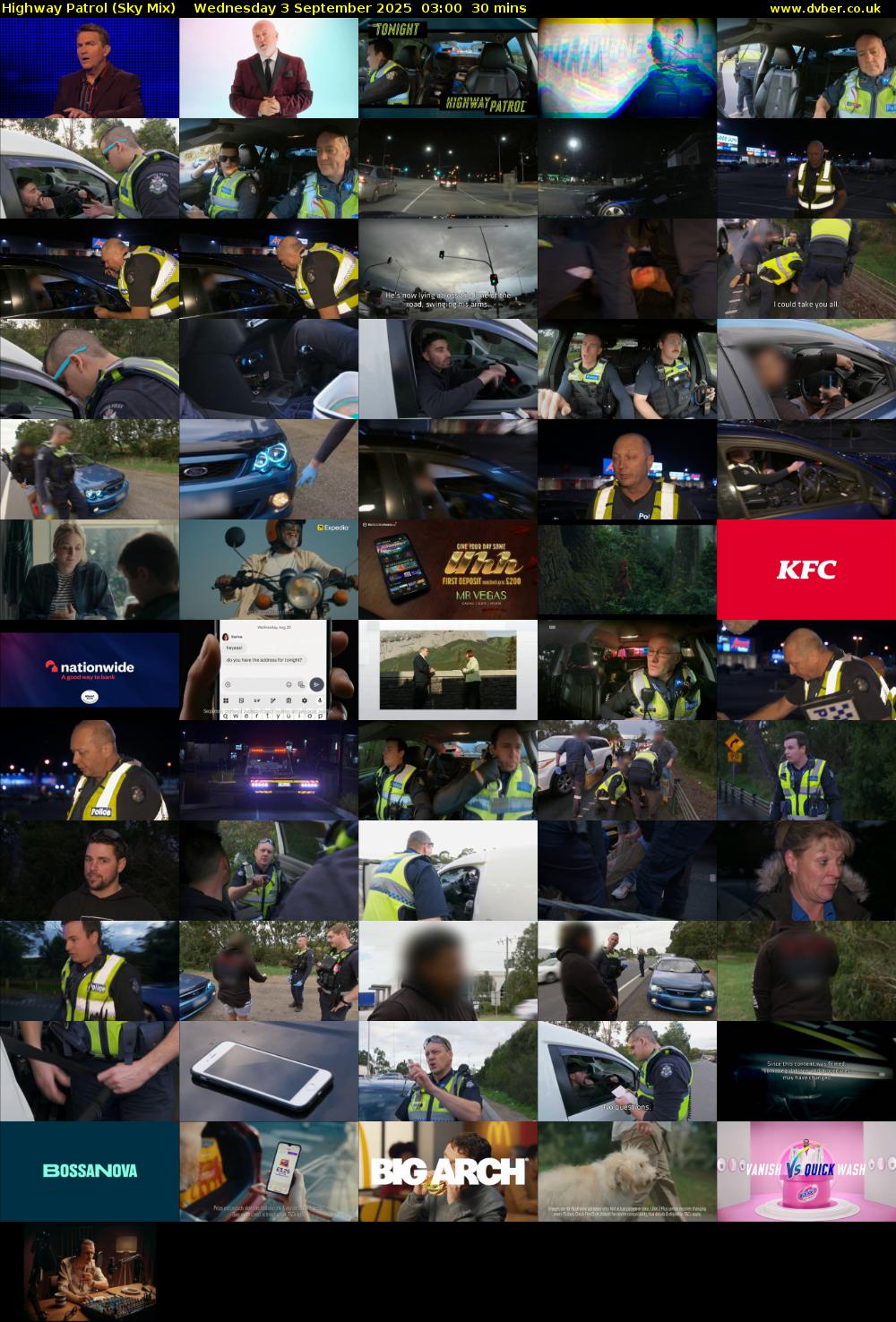 Highway Patrol (Sky Mix) Wednesday 3 September 2025 03:00 - 03:30