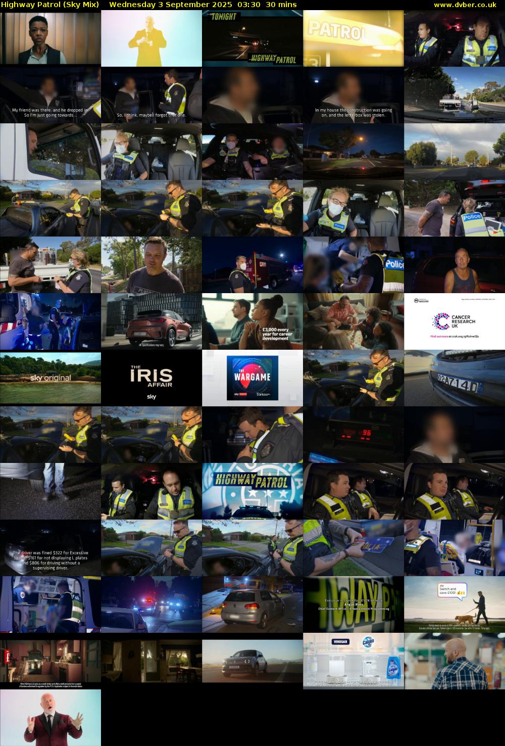 Highway Patrol (Sky Mix) Wednesday 3 September 2025 03:30 - 04:00