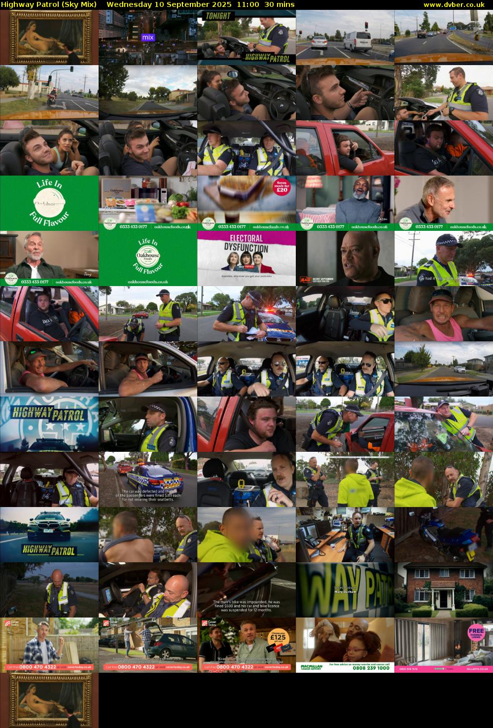 Highway Patrol (Sky Mix) Wednesday 10 September 2025 11:00 - 11:30