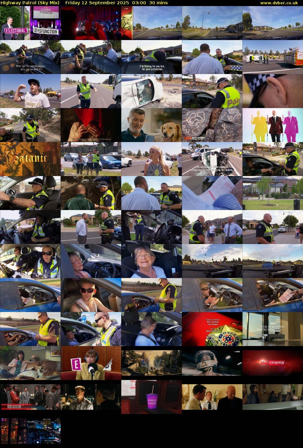 Highway Patrol (Sky Mix) Friday 12 September 2025 03:00 - 03:30