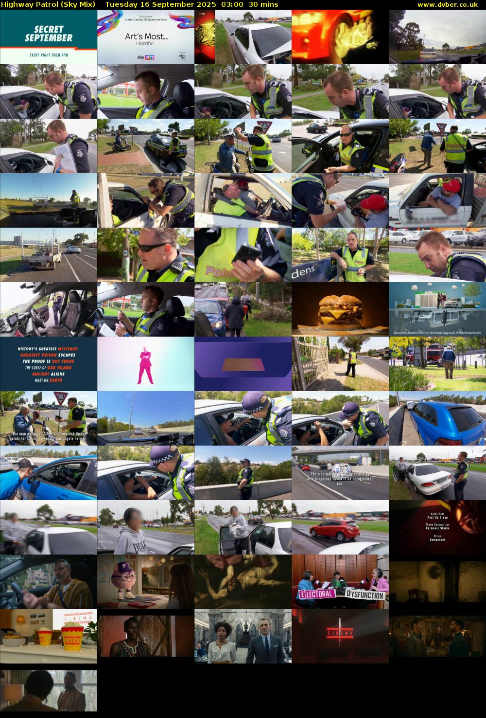 Highway Patrol (Sky Mix) Tuesday 16 September 2025 03:00 - 03:30
