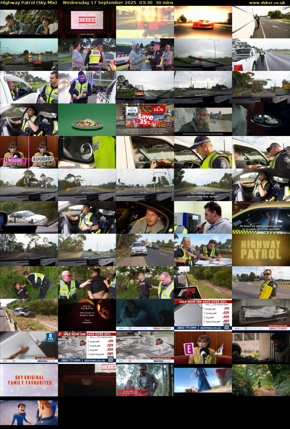 Highway Patrol (Sky Mix) Wednesday 17 September 2025 03:30 - 04:00