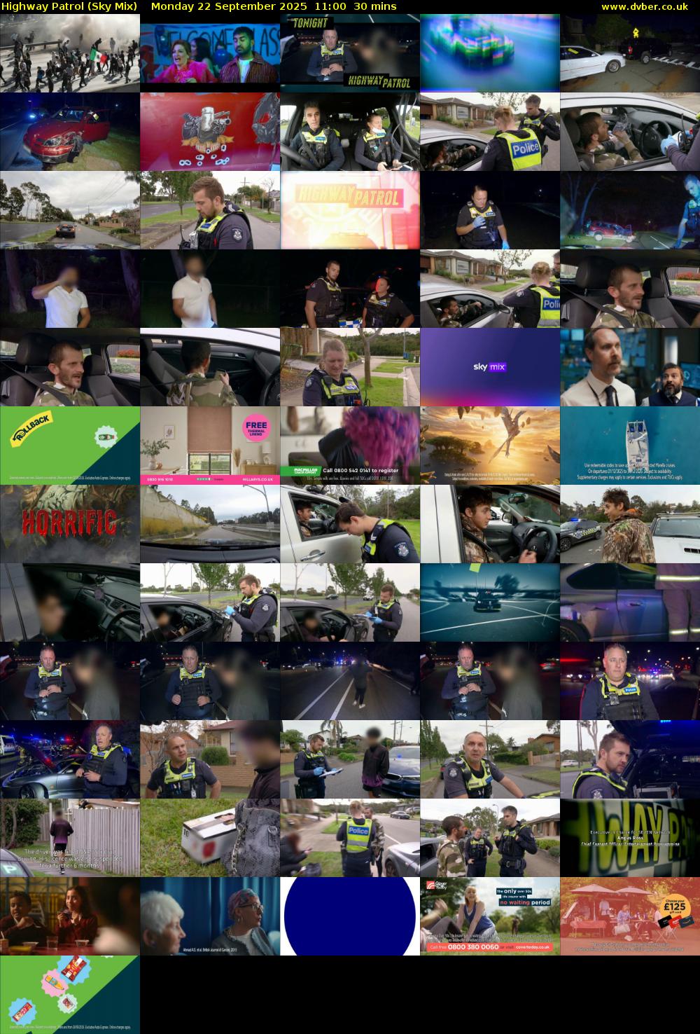 Highway Patrol (Sky Mix) Monday 22 September 2025 11:00 - 11:30