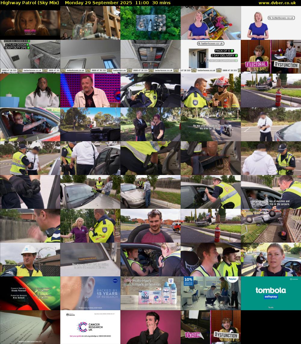 Highway Patrol (Sky Mix) Monday 29 September 2025 11:00 - 11:30