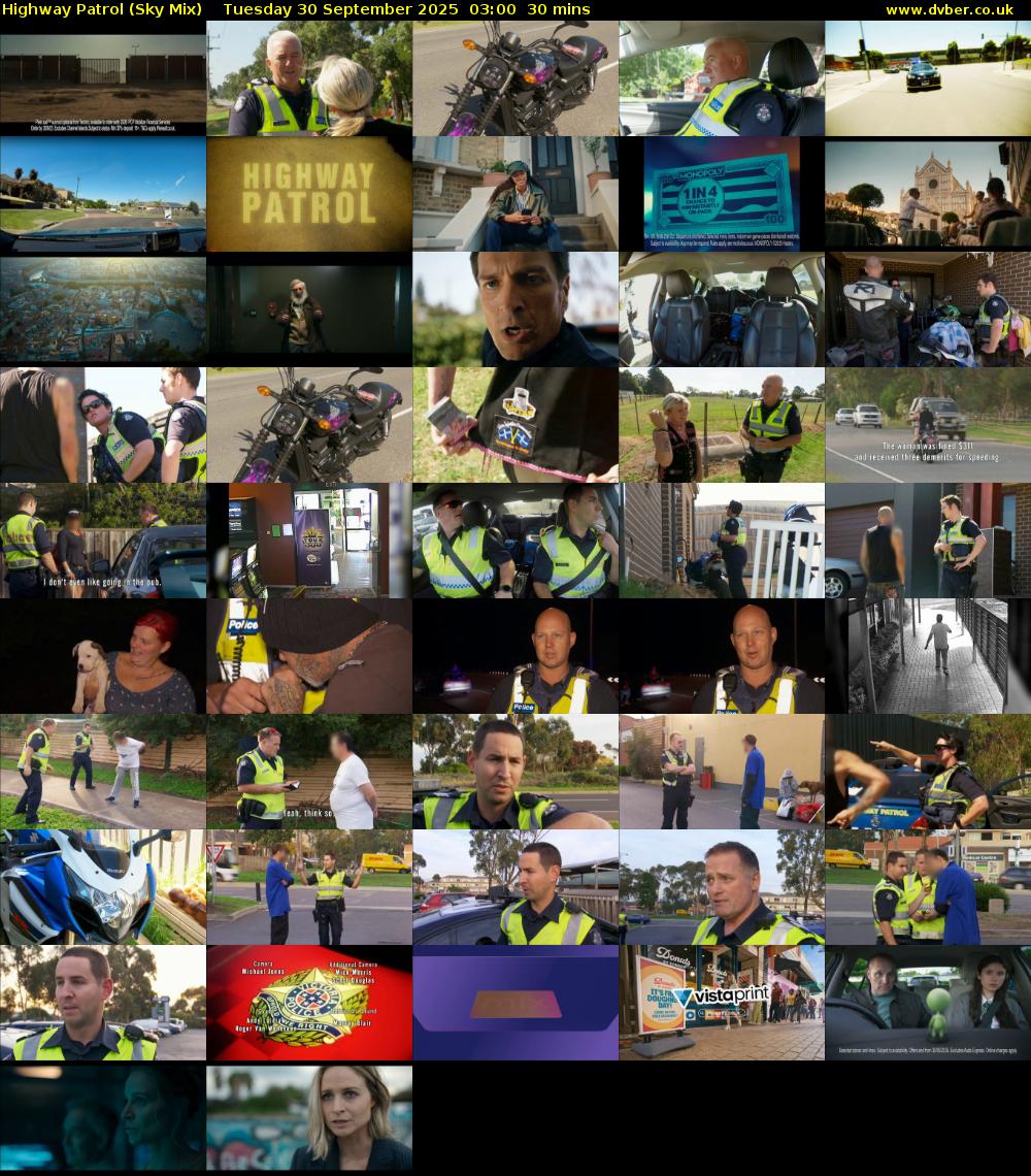 Highway Patrol (Sky Mix) Tuesday 30 September 2025 03:00 - 03:30