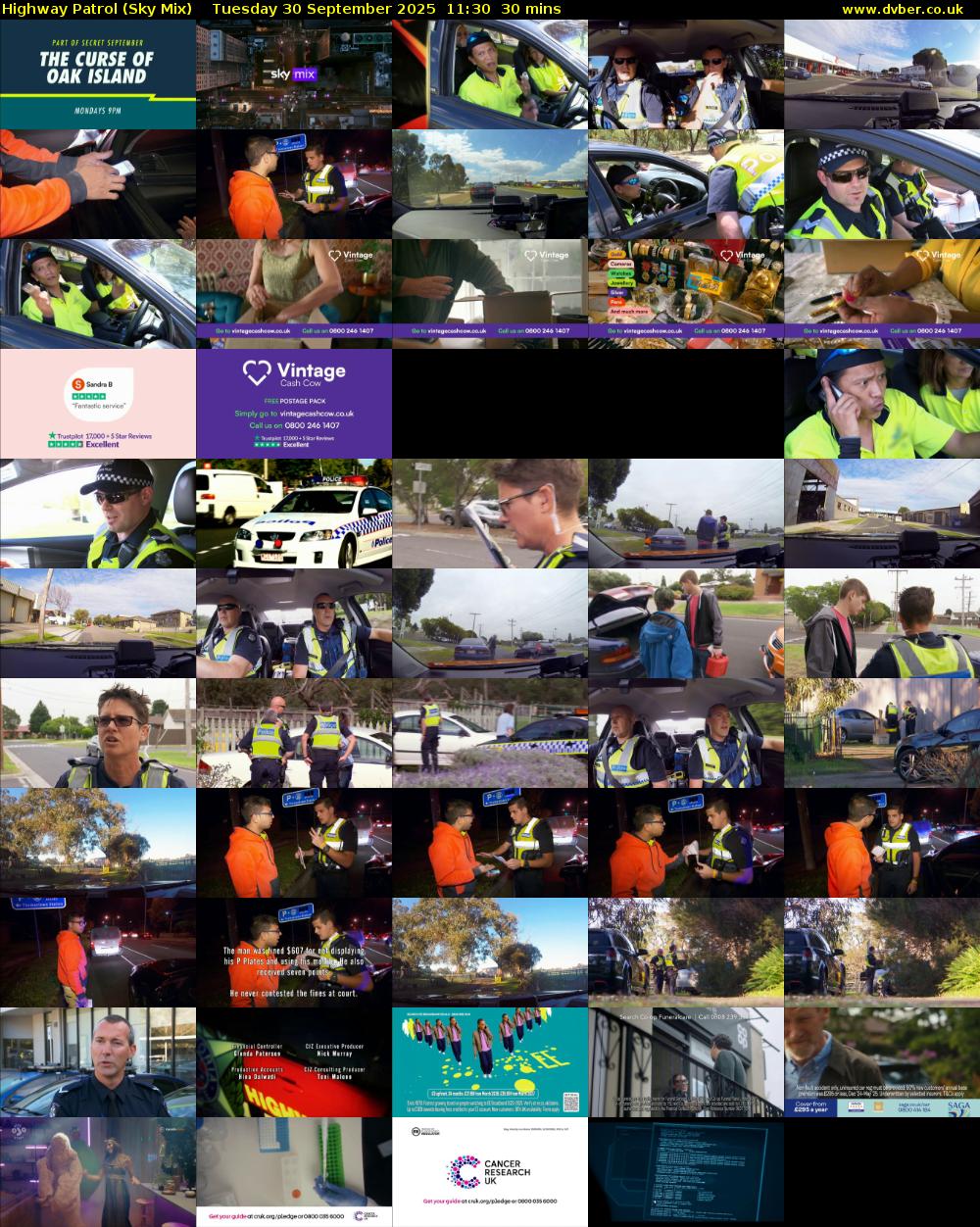 Highway Patrol (Sky Mix) Tuesday 30 September 2025 11:30 - 12:00