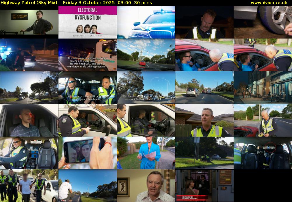 Highway Patrol (Sky Mix) Friday 3 October 2025 03:00 - 03:30