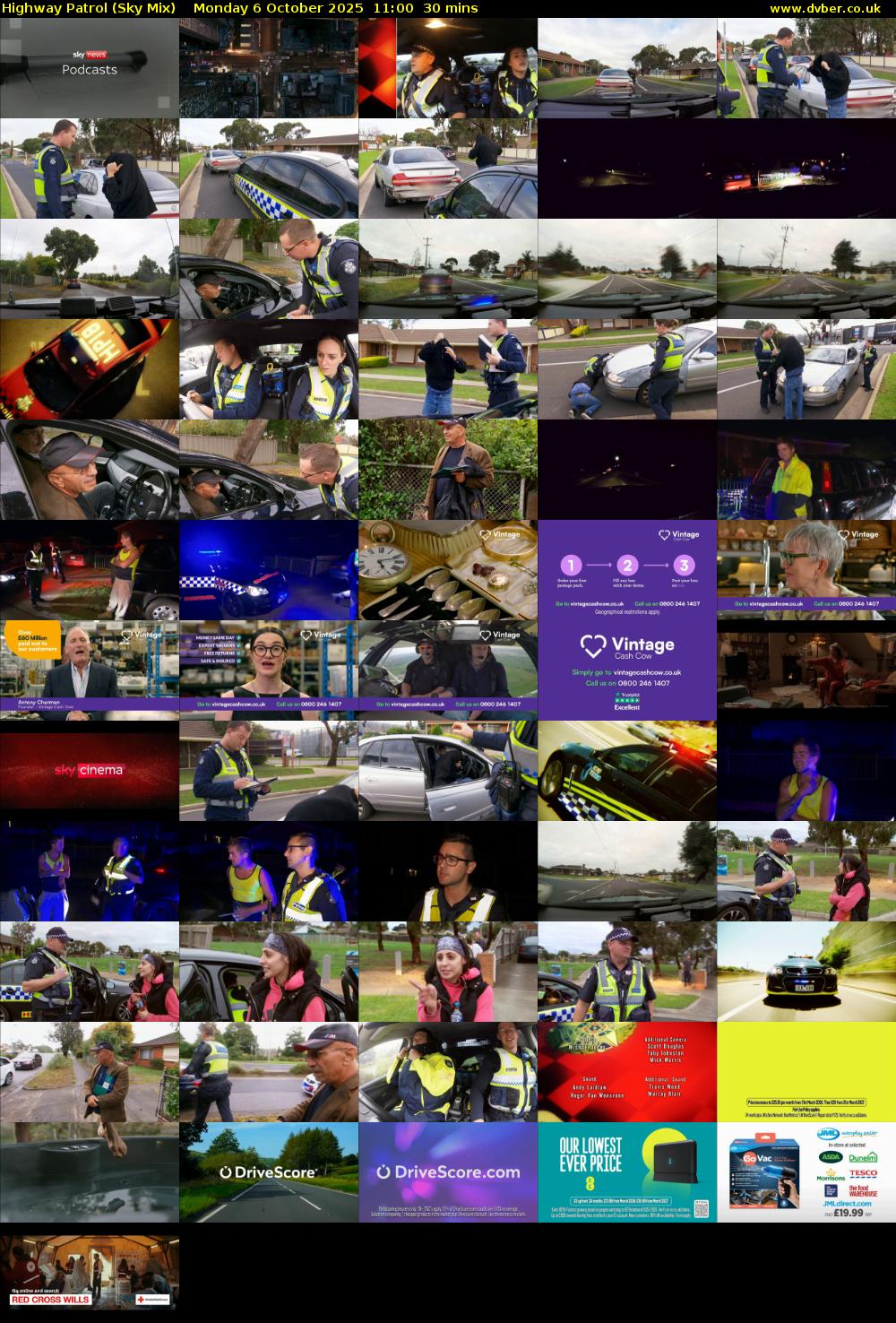 Highway Patrol (Sky Mix) Monday 6 October 2025 11:00 - 11:30