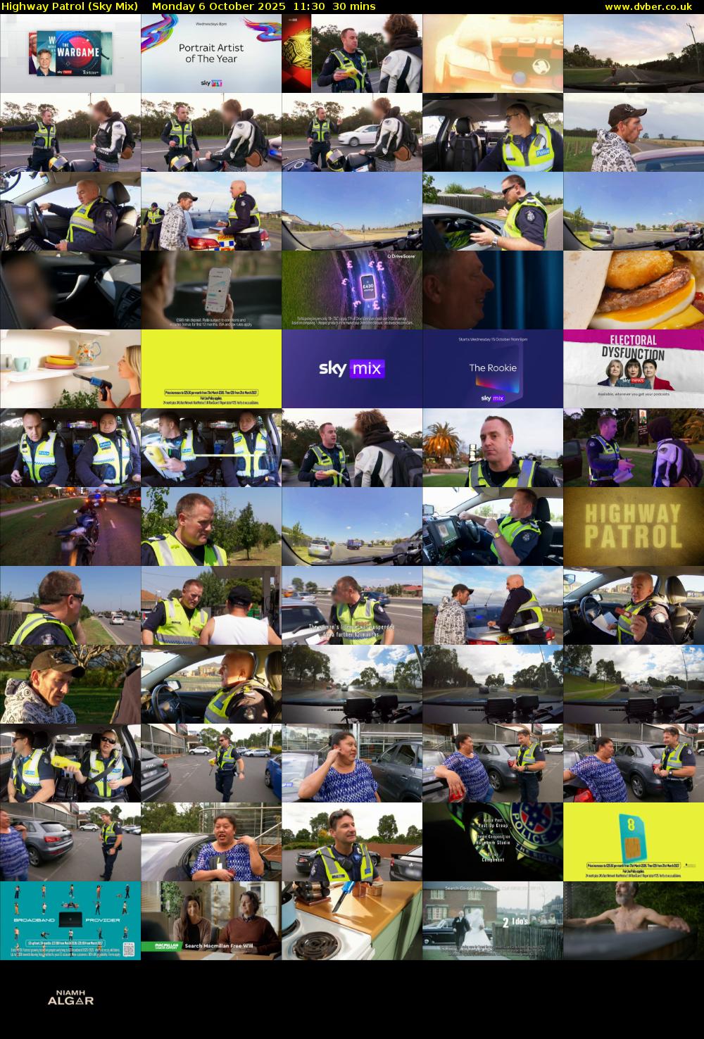Highway Patrol (Sky Mix) Monday 6 October 2025 11:30 - 12:00