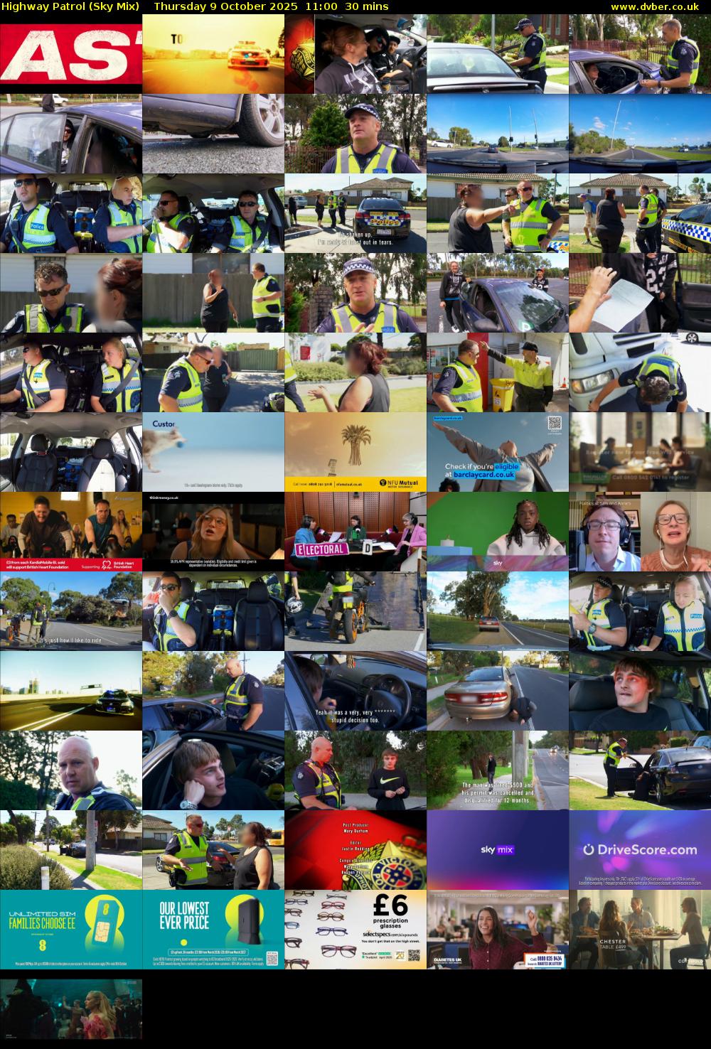 Highway Patrol (Sky Mix) Thursday 9 October 2025 11:00 - 11:30