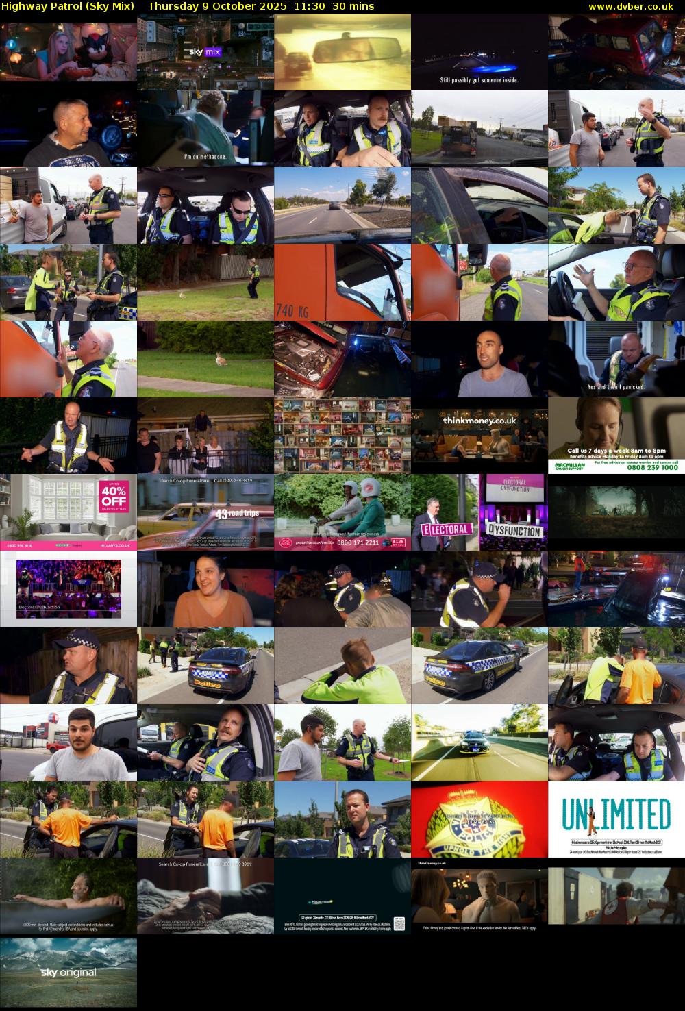 Highway Patrol (Sky Mix) Thursday 9 October 2025 11:30 - 12:00