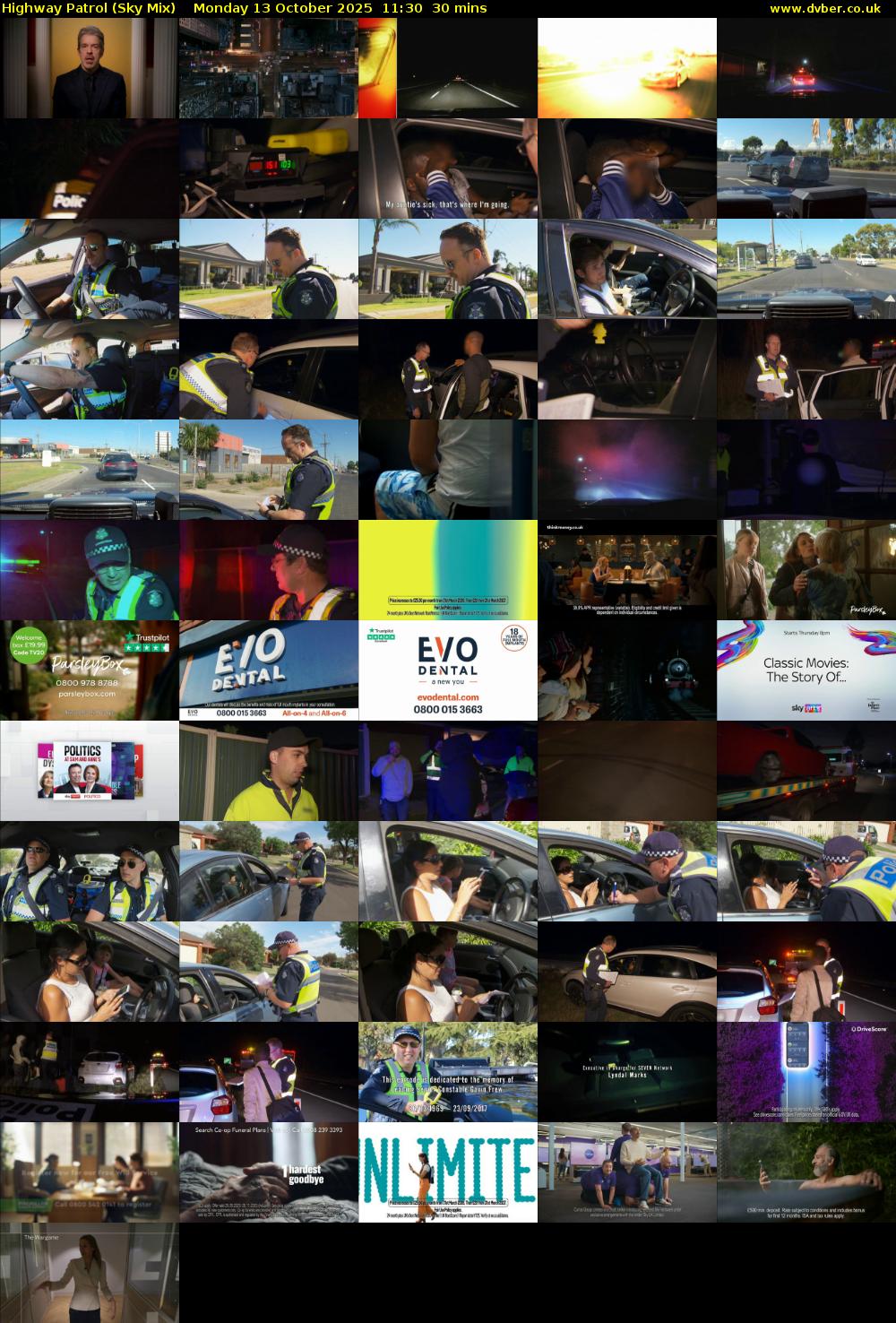 Highway Patrol (Sky Mix) Monday 13 October 2025 11:30 - 12:00