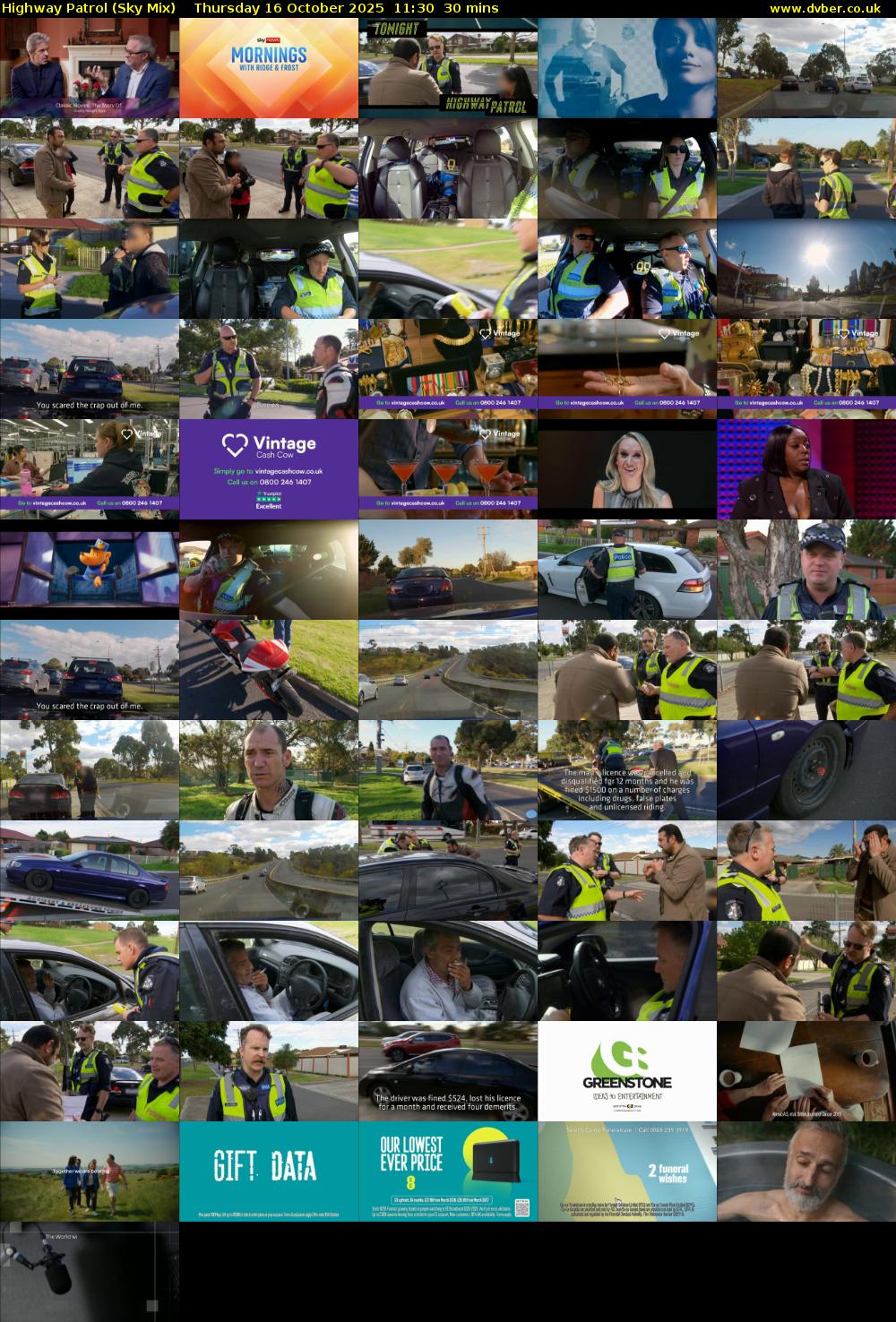 Highway Patrol (Sky Mix) Thursday 16 October 2025 11:30 - 12:00