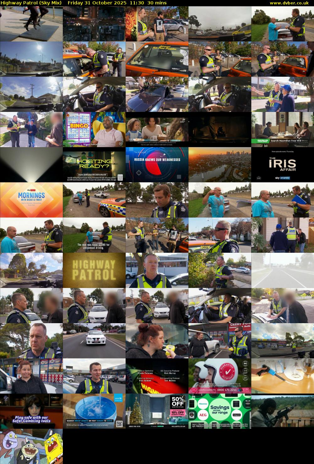 Highway Patrol (Sky Mix) Friday 31 October 2025 11:30 - 12:00