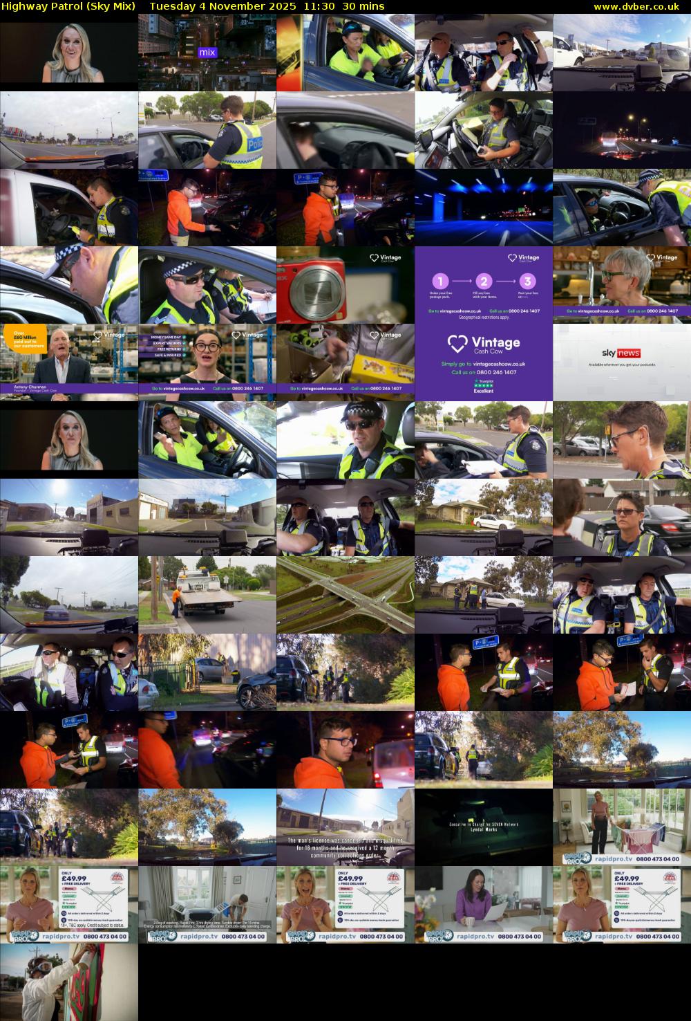 Highway Patrol (Sky Mix) Tuesday 4 November 2025 11:30 - 12:00