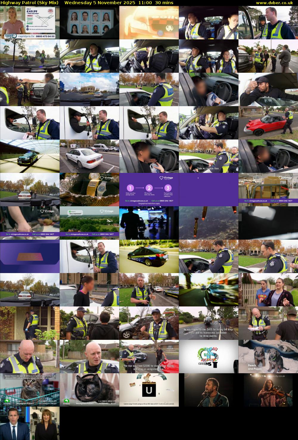 Highway Patrol (Sky Mix) Wednesday 5 November 2025 11:00 - 11:30