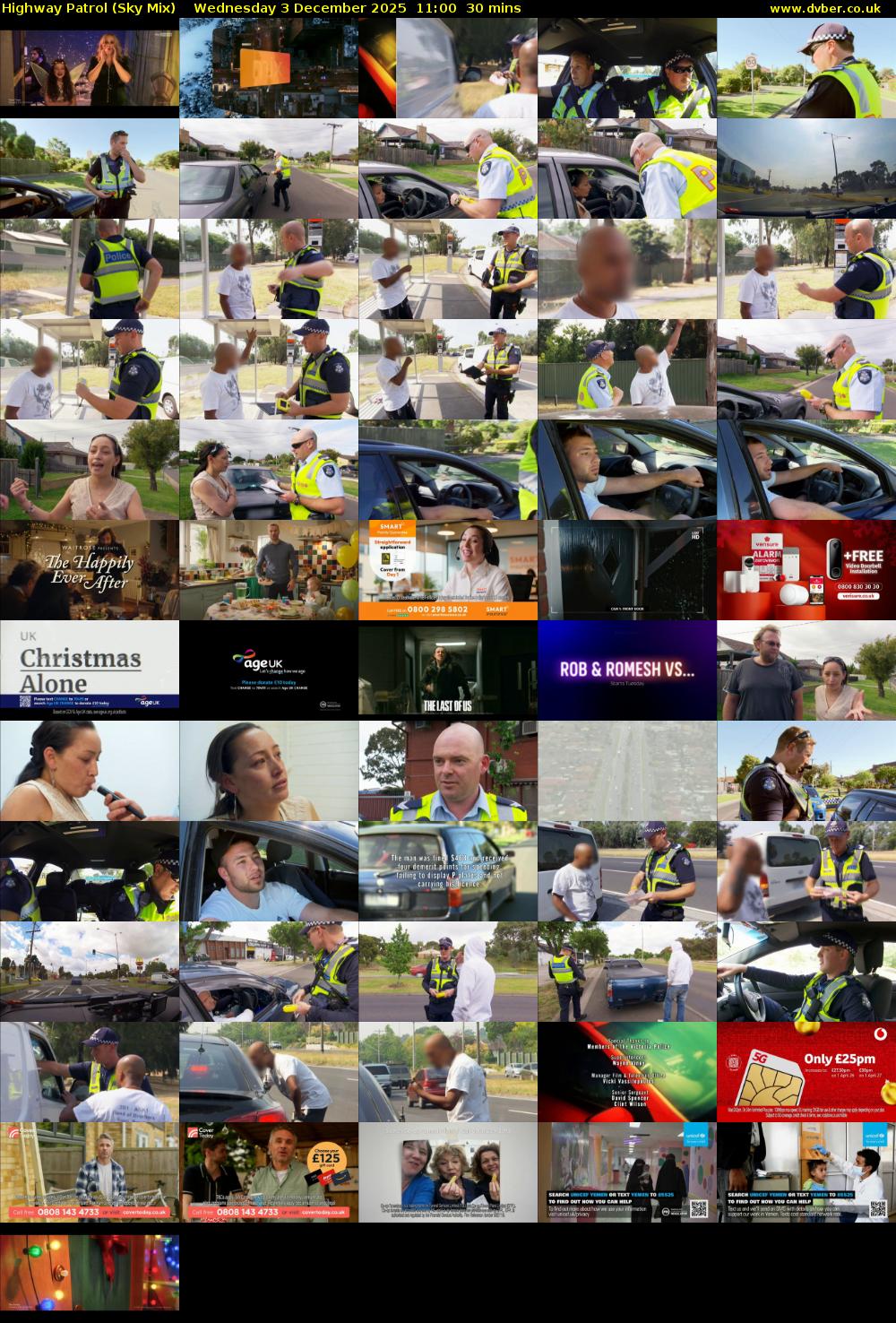 Highway Patrol (Sky Mix) Wednesday 3 December 2025 11:00 - 11:30