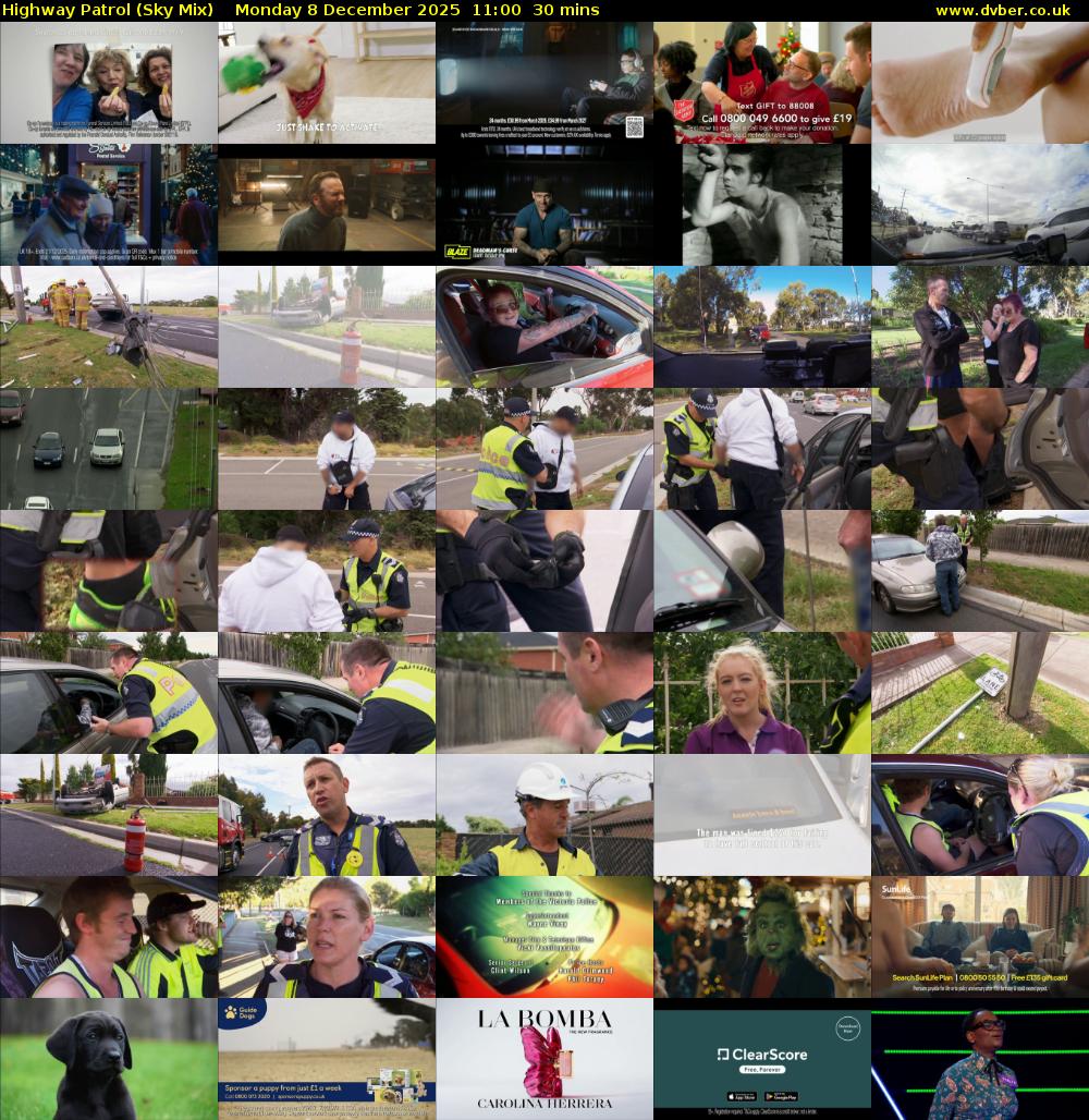 Highway Patrol (Sky Mix) Monday 8 December 2025 11:00 - 11:30