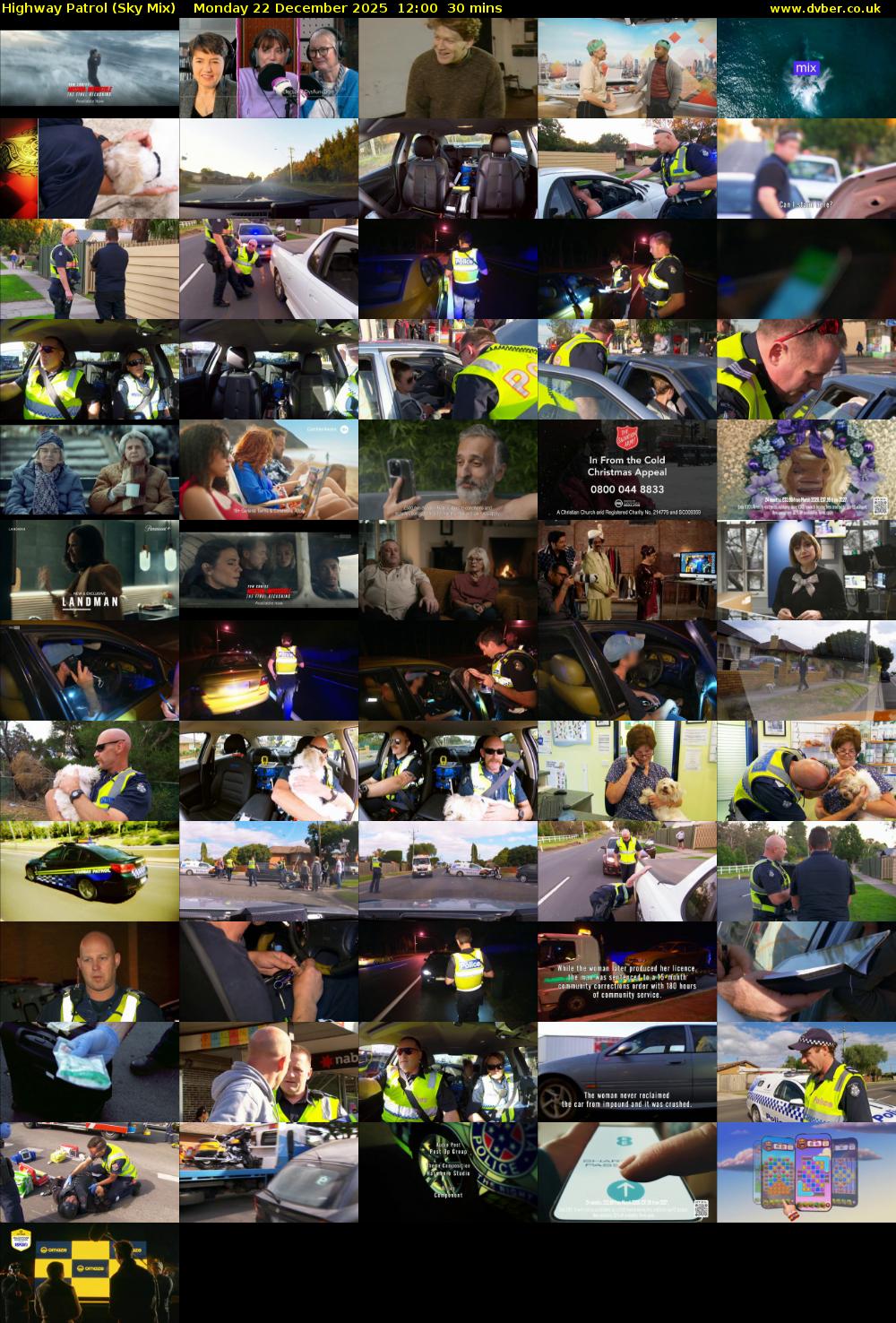Highway Patrol (Sky Mix) Monday 22 December 2025 12:00 - 12:30