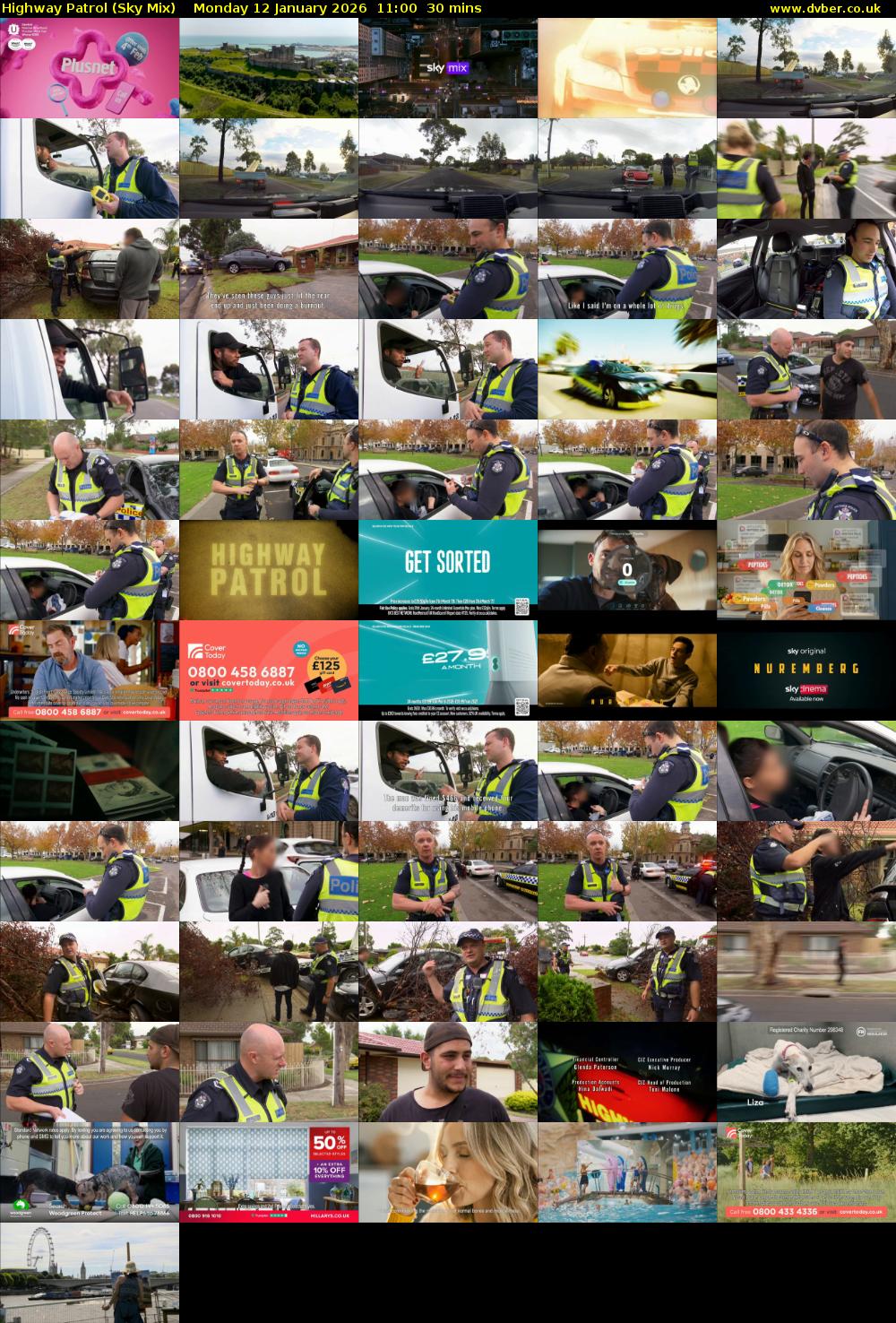Highway Patrol (Sky Mix) Monday 12 January 2026 11:00 - 11:30