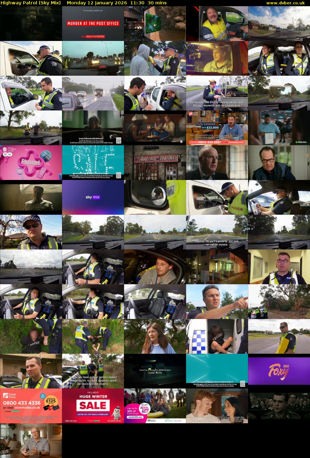 Highway Patrol (Sky Mix) Monday 12 January 2026 11:30 - 12:00