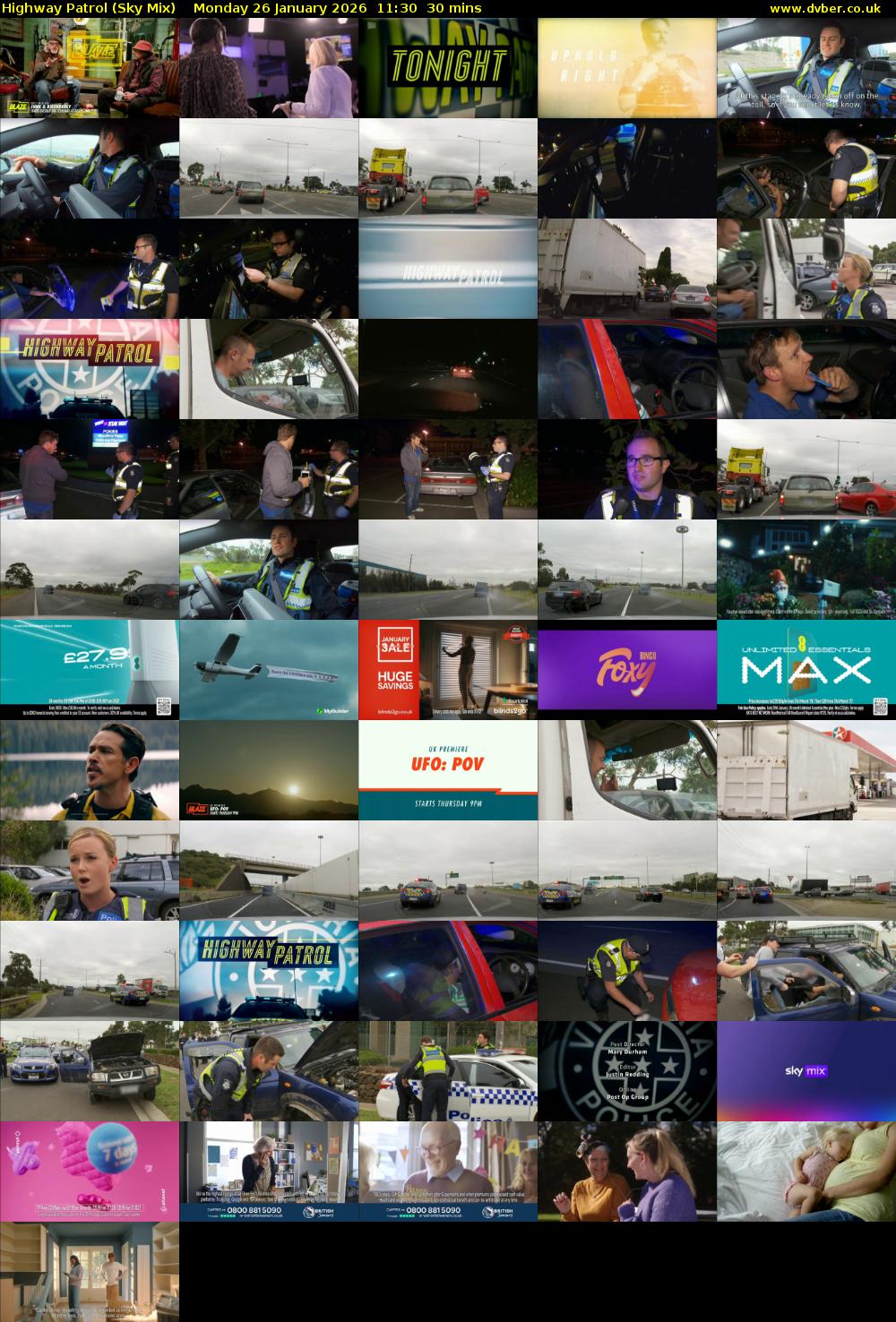 Highway Patrol (Sky Mix) Monday 26 January 2026 11:30 - 12:00