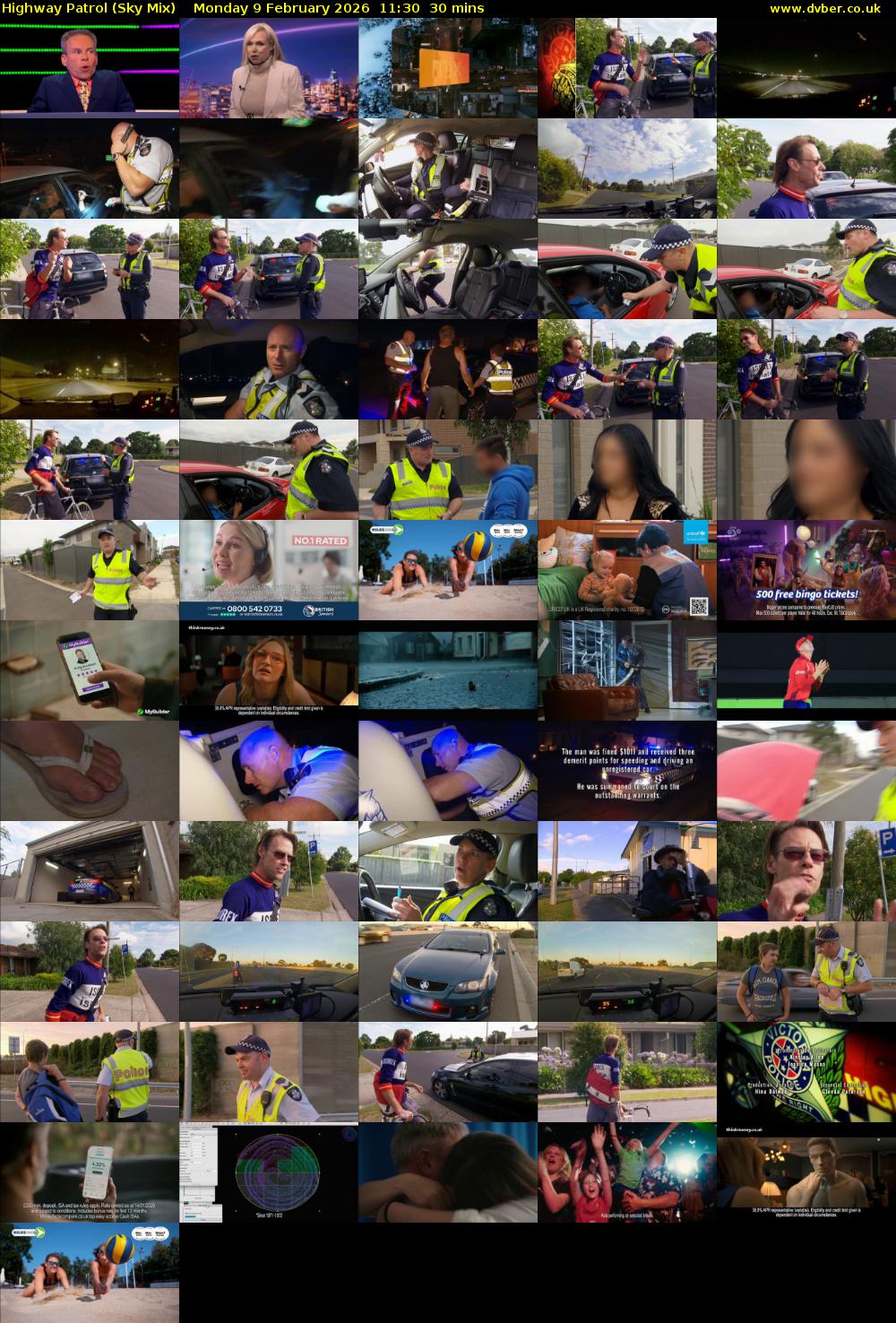 Highway Patrol (Sky Mix) Monday 9 February 2026 11:30 - 12:00