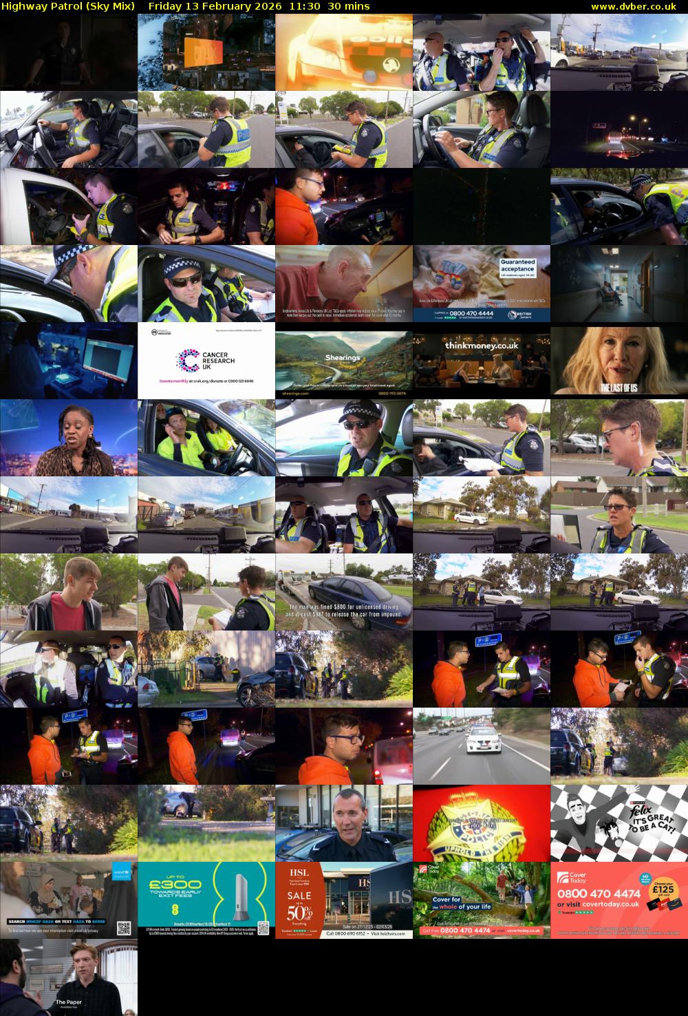 Highway Patrol (Sky Mix) Friday 13 February 2026 11:30 - 12:00