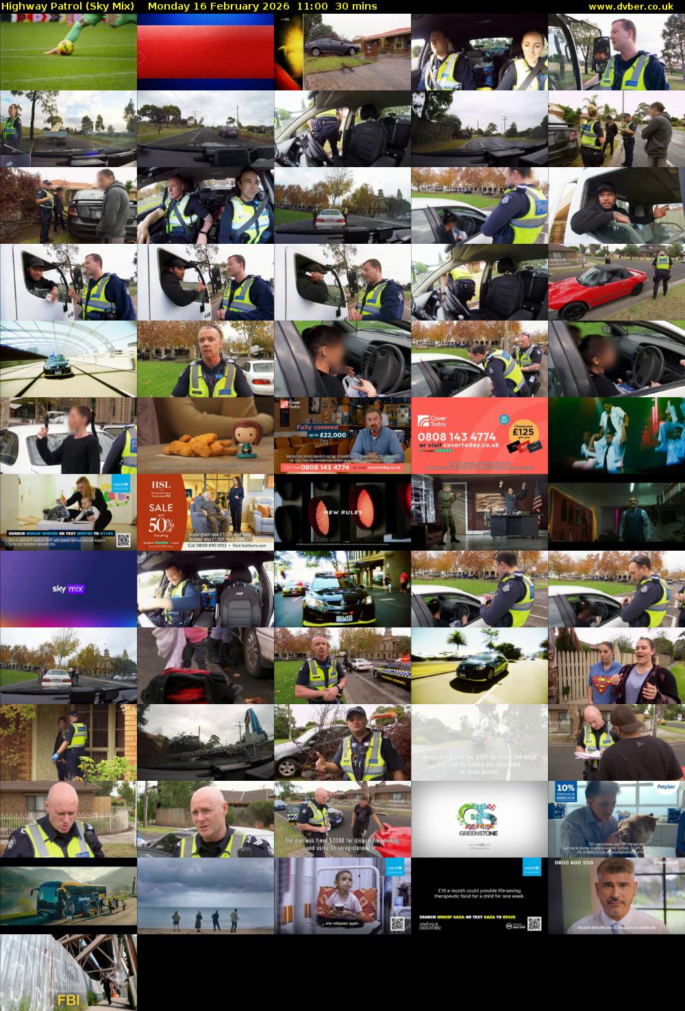 Highway Patrol (Sky Mix) Monday 16 February 2026 11:00 - 11:30
