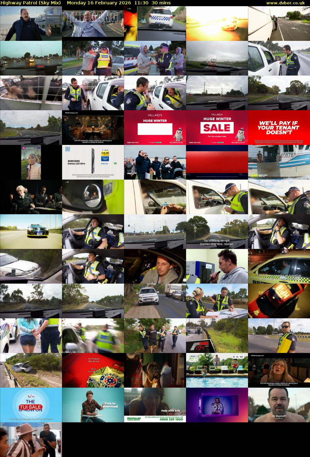 Highway Patrol (Sky Mix) Monday 16 February 2026 11:30 - 12:00