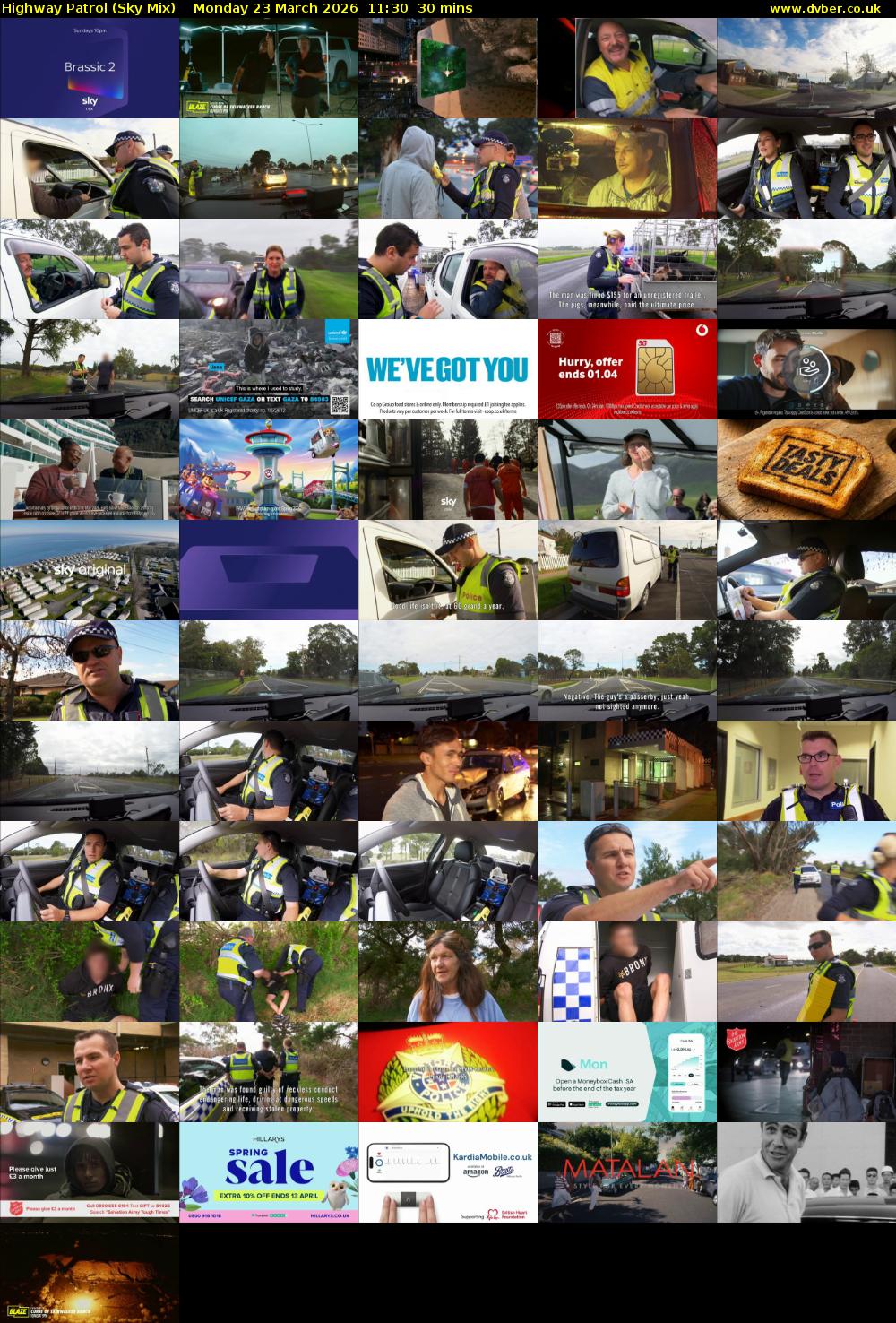 Highway Patrol (Sky Mix) Monday 23 March 2026 11:30 - 12:00